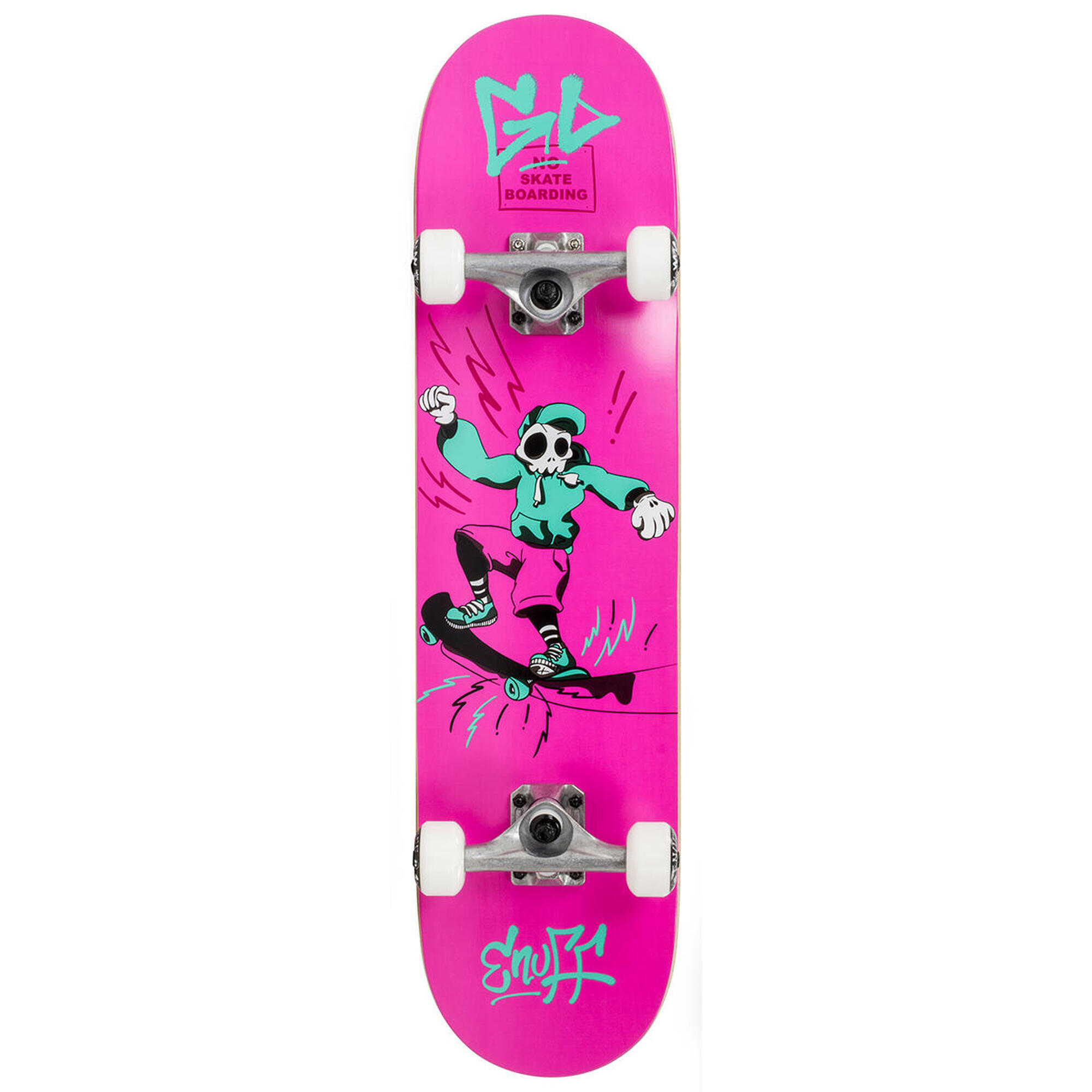 Enuff Skateboards - Skate Enuff Skully 7.25"x29.5" Rose/blanc - Skateboard Complet - Rose - 7.75" - Decathlon