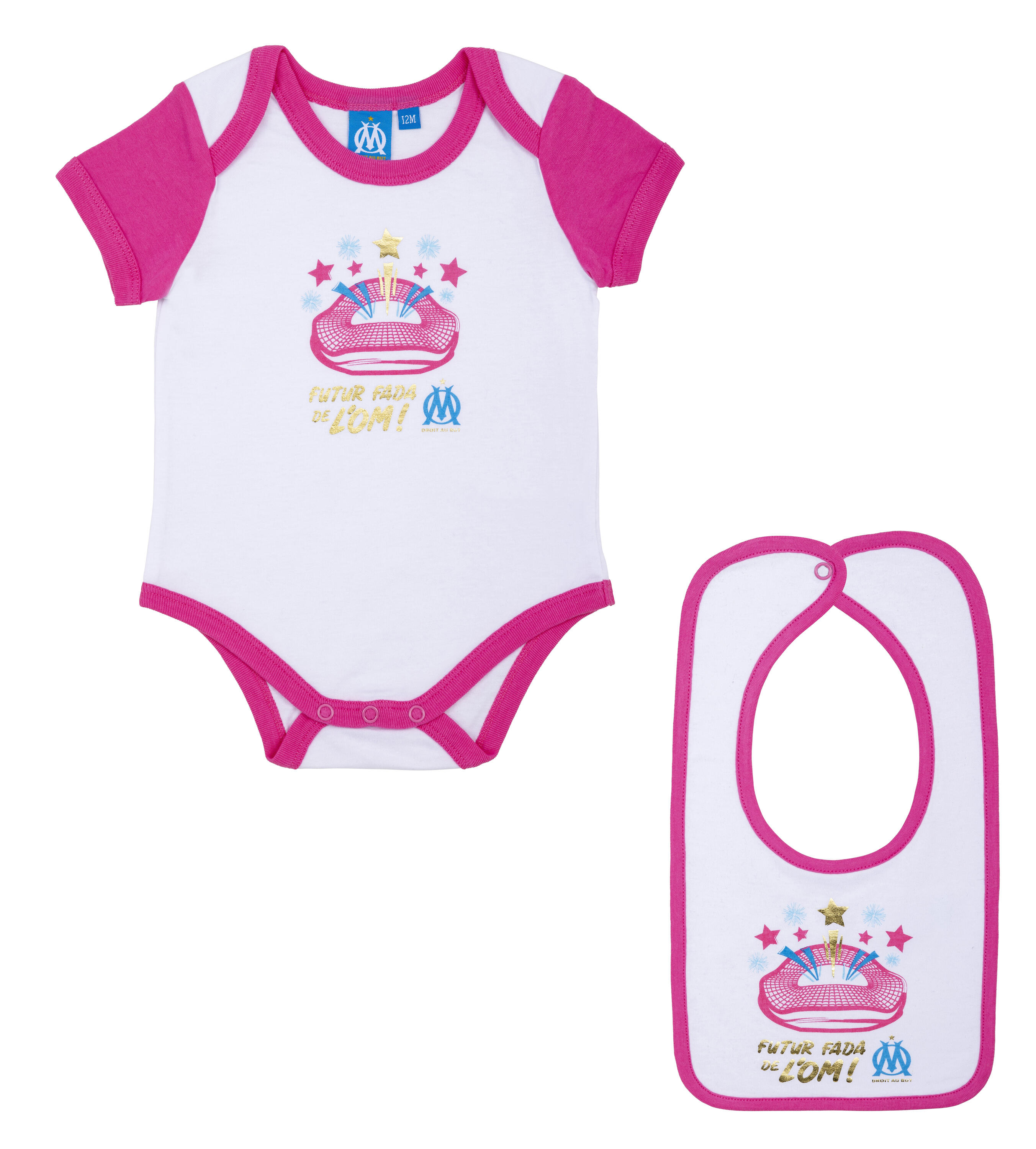 Body bavoir bébé fille OM - Collection officielle OLYMPIQUE DE MARSEILLE 1/2
