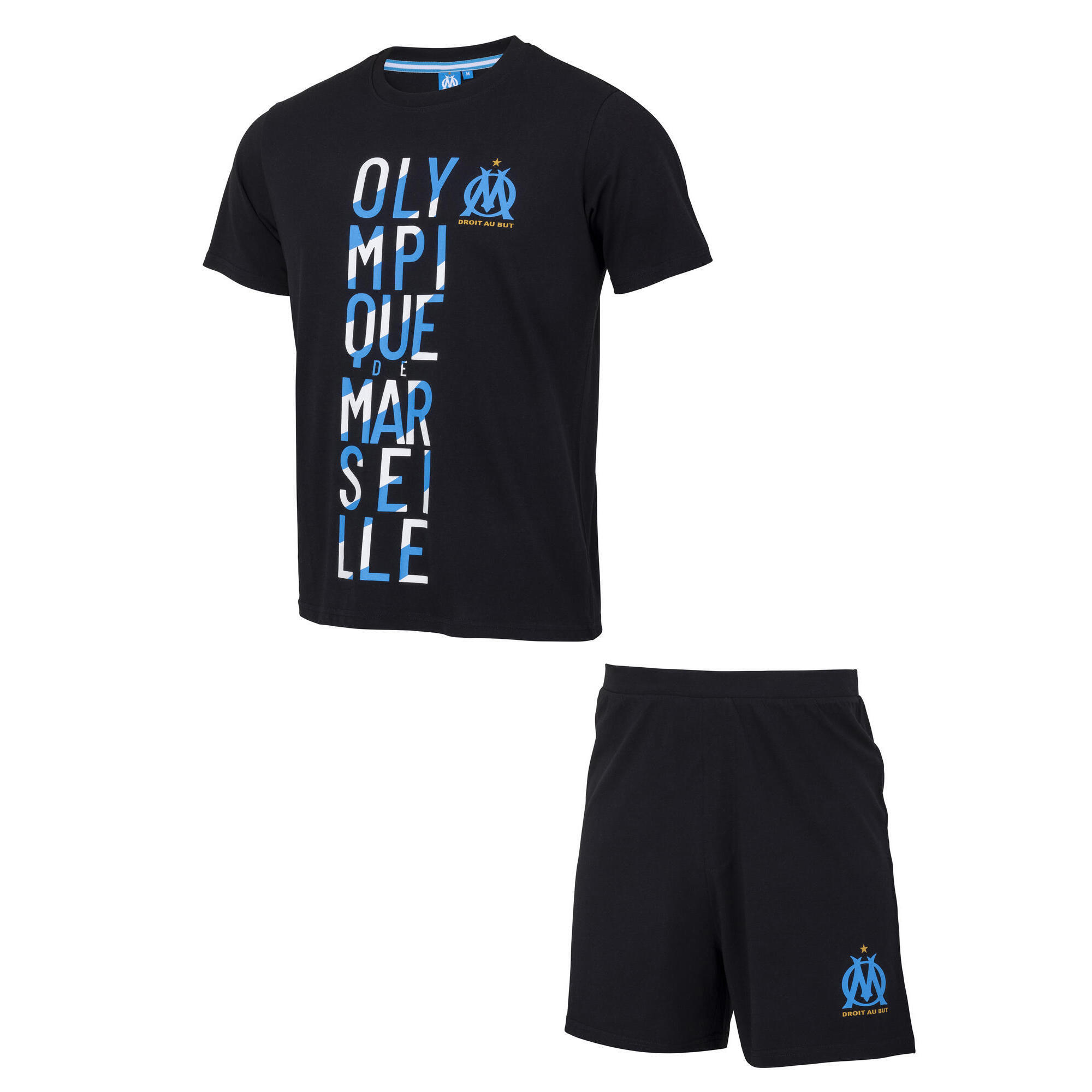 Olympique De Marseille - Pyjashort Pyjama Om - Collection Officielle Olympique De Marseille - T-shirt Manches Courtes - Noir - 48 Xl - Decathlon