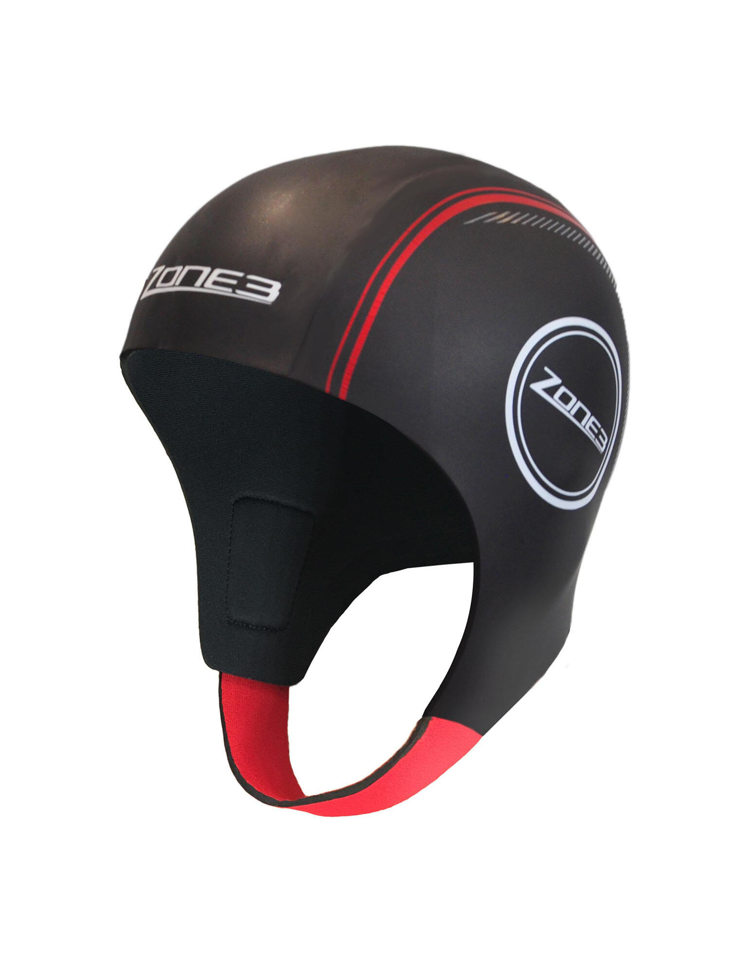 Neoprene Swim Cap Adult BLACK/RED 4/4