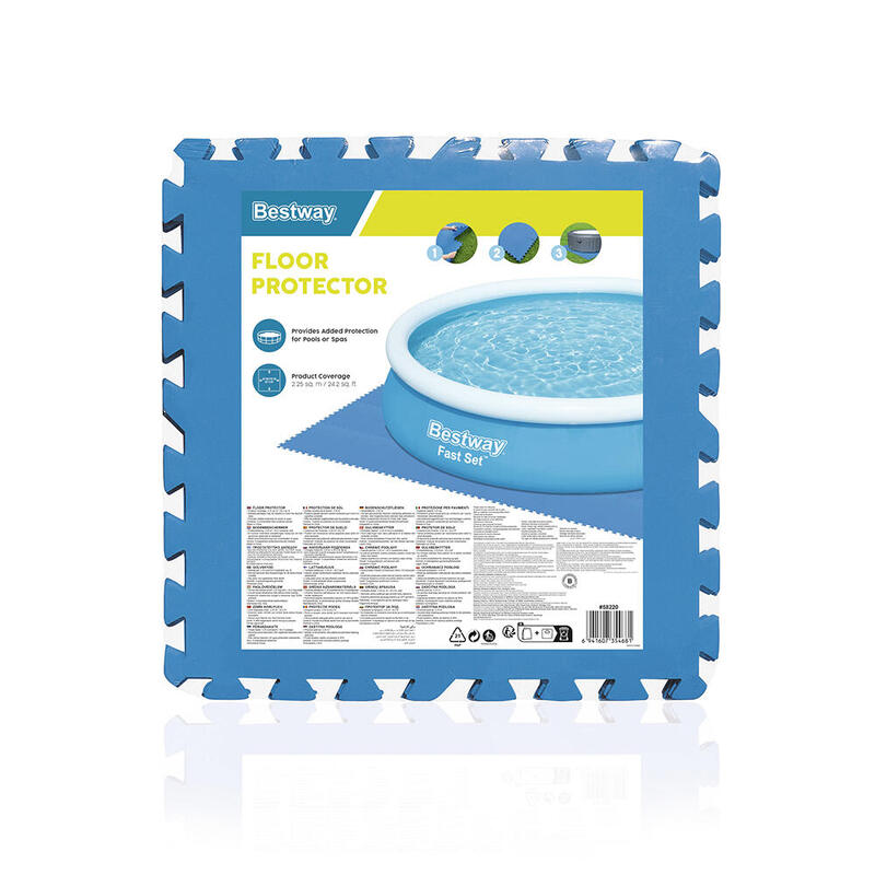 BESTWAY Lot de 9 tapis de protection 50 x 50 cm - bleu