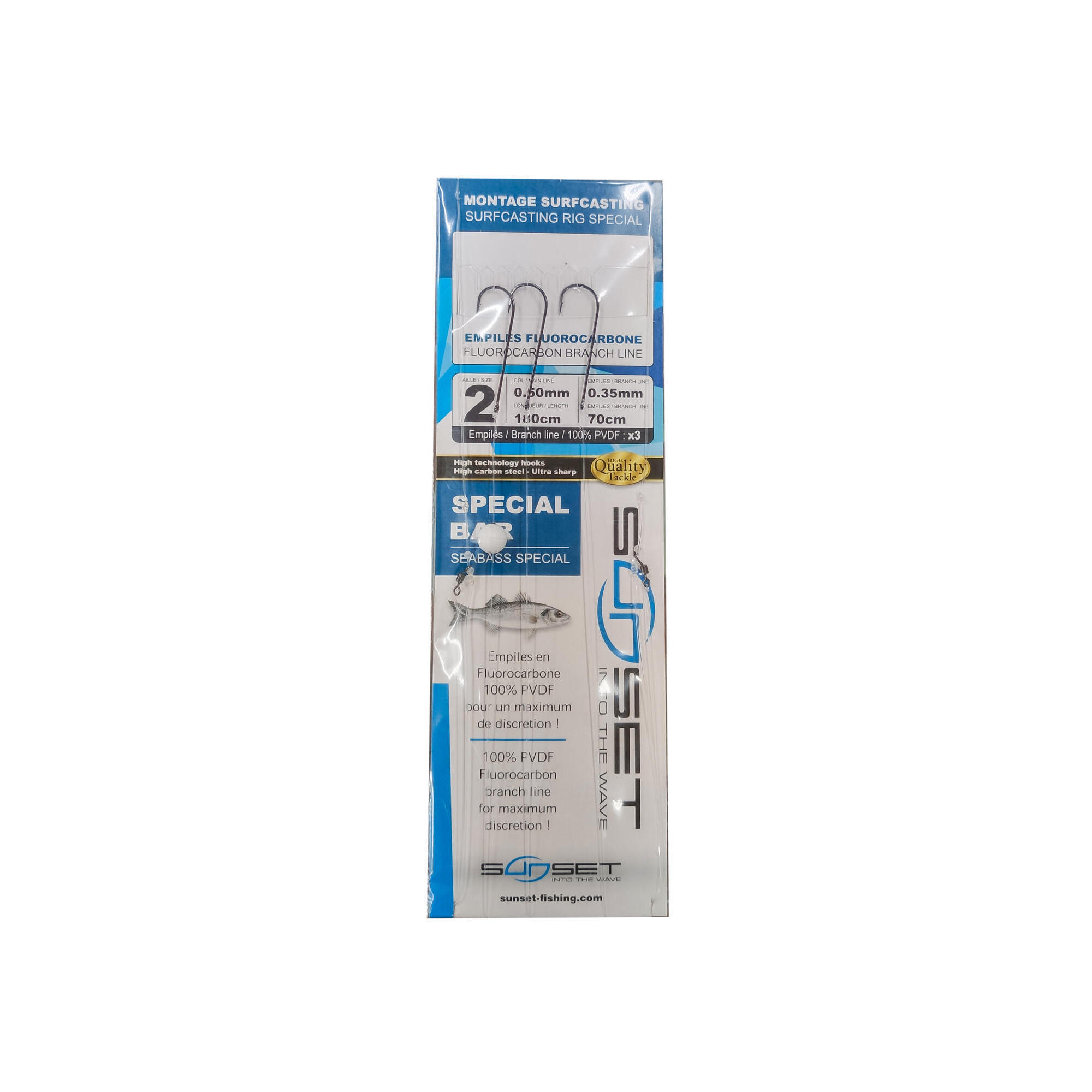 ESTRALHO P/PESCA SURFCASTING FLUOROCARBONO 3 ANZOIS C/FLUTUADOR