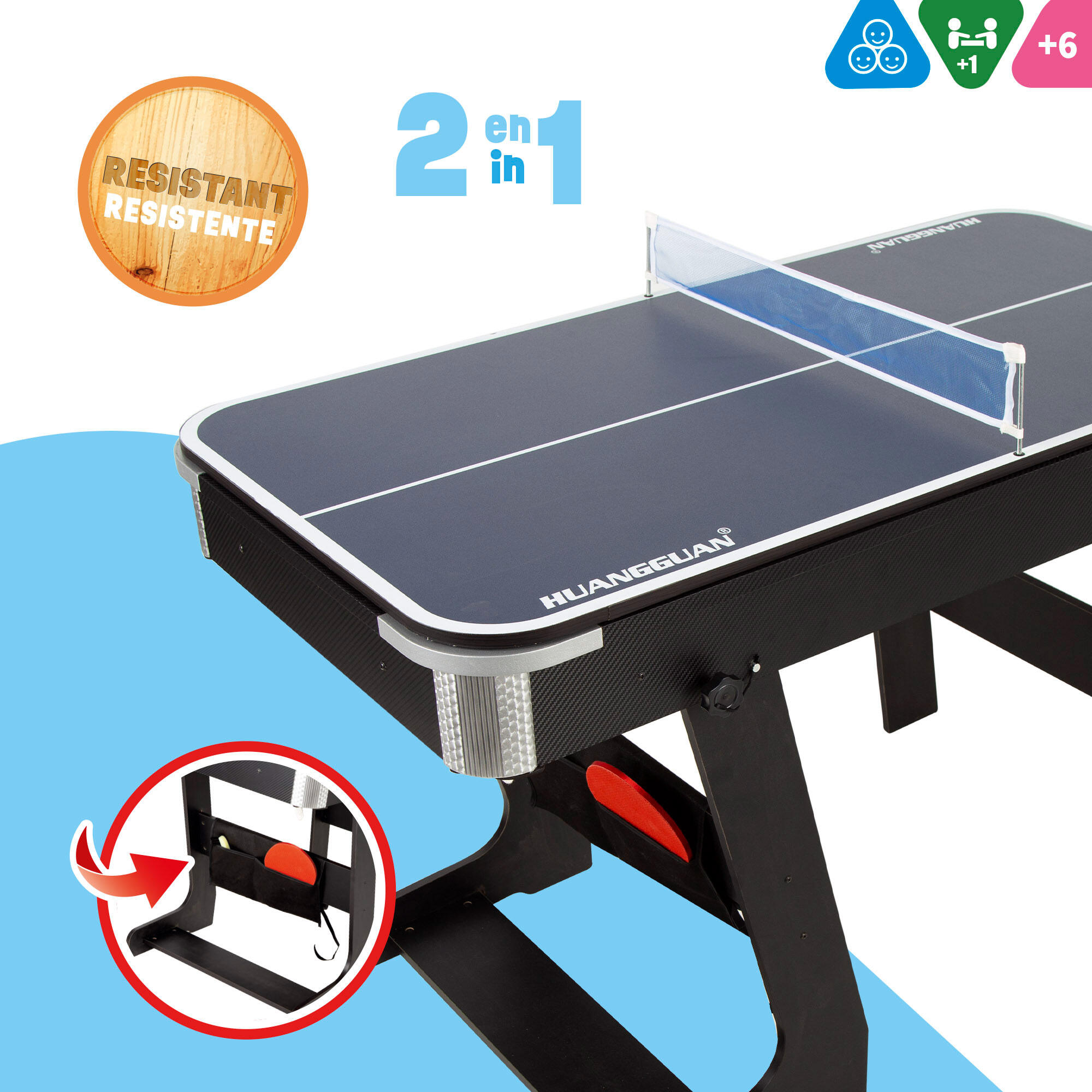 Tavolo da biliardo e ping pong pieghevole 120x61x73 cm CB Games 2/6