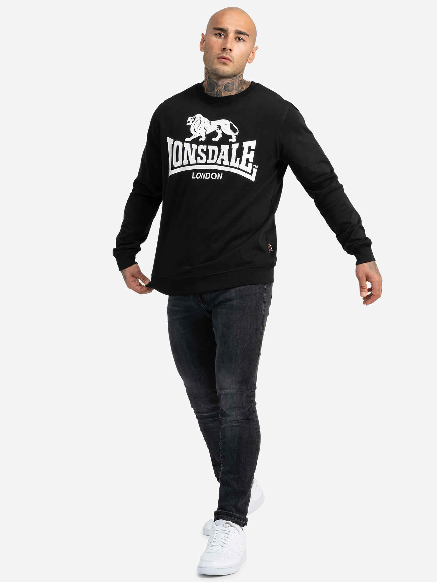 Pulls molletonnés pour hommes Lonsdale Crew go sport Noir 4/6
