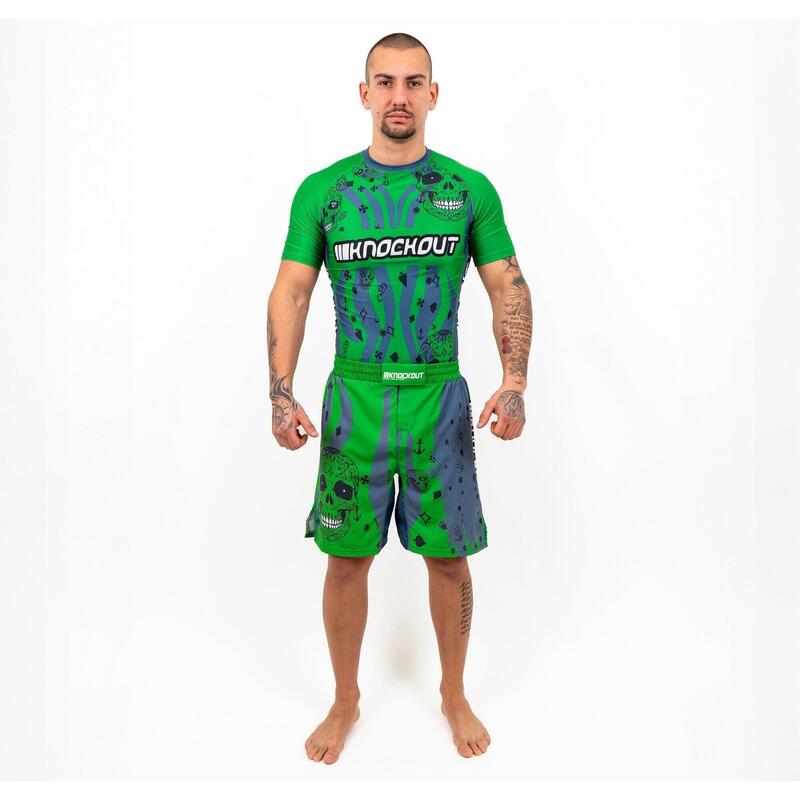 Tricou Compresie Knockout Skull S / Verde