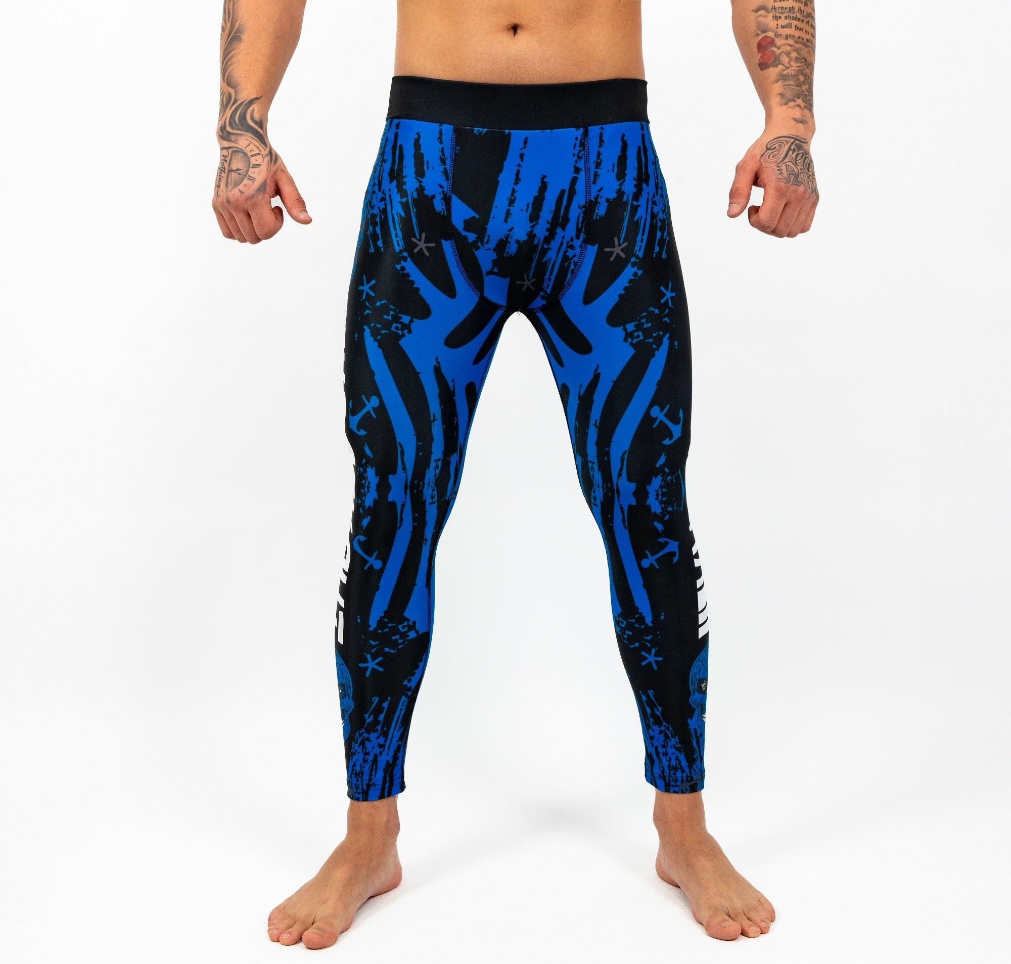 Pantaloni Compresie Knockout Skull Albastru / S