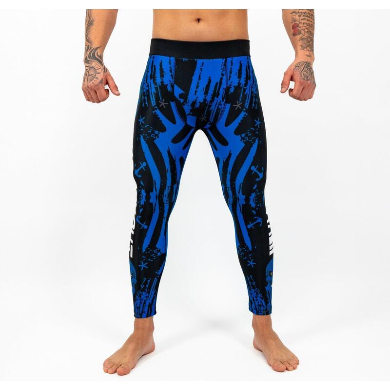 Pantaloni Compresie Knockout Skull Albastru / S