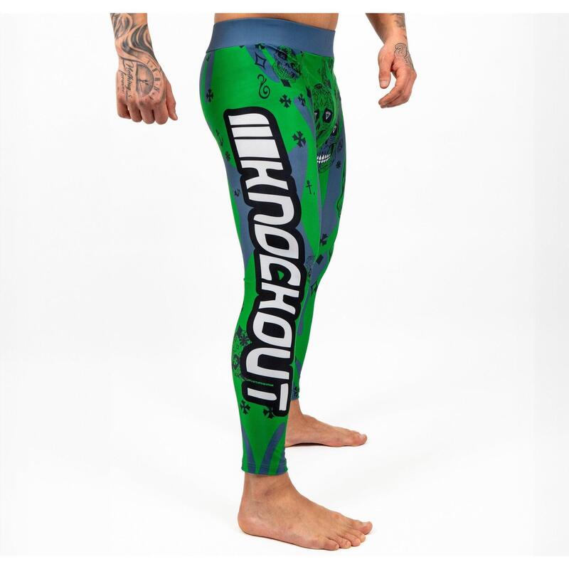 Pantaloni Compresie Knockout Skull Verde / XXL