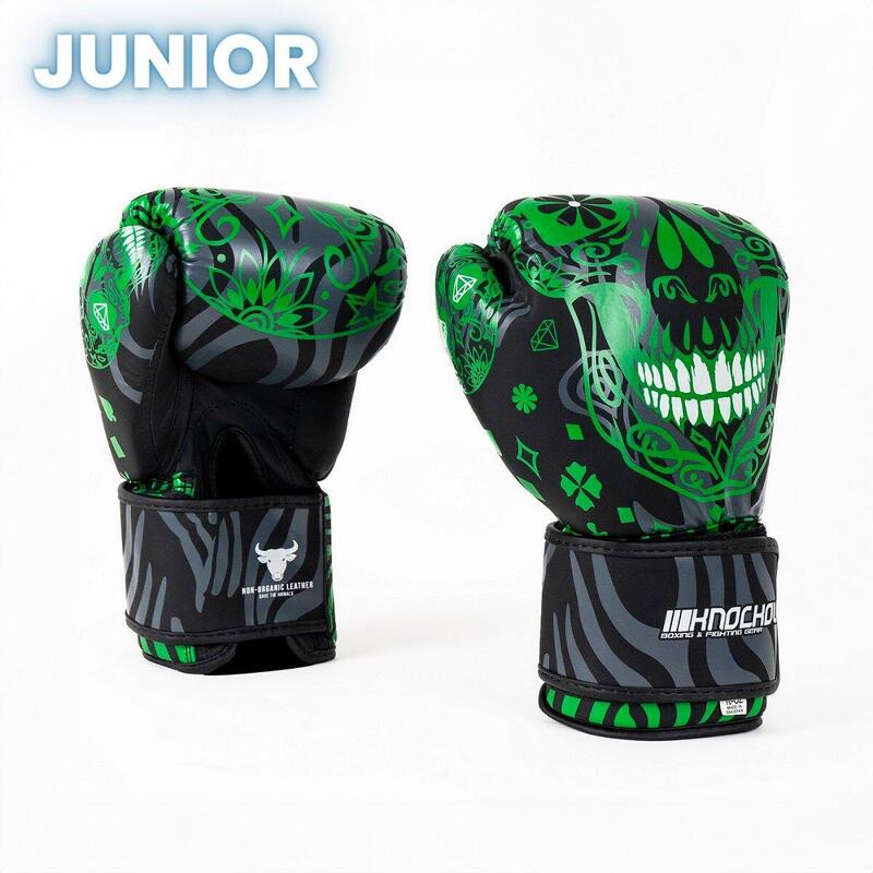 Manusi Box Knockout Skull Copii 8 OZ / Jungle Green