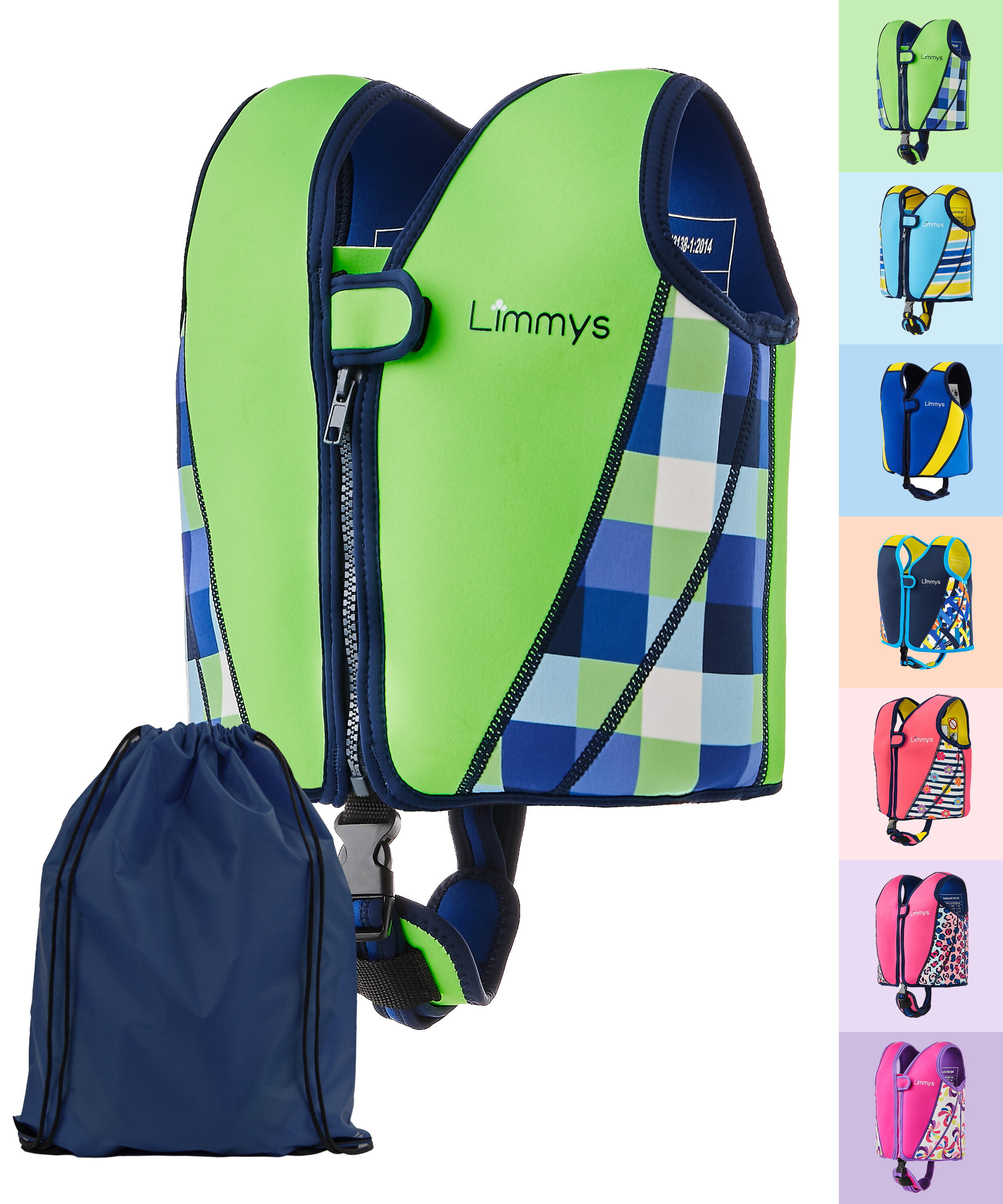 LIMMYS Limmys Premium neopreen zwemvest  kinderen - trekkoord tas inbegrepen