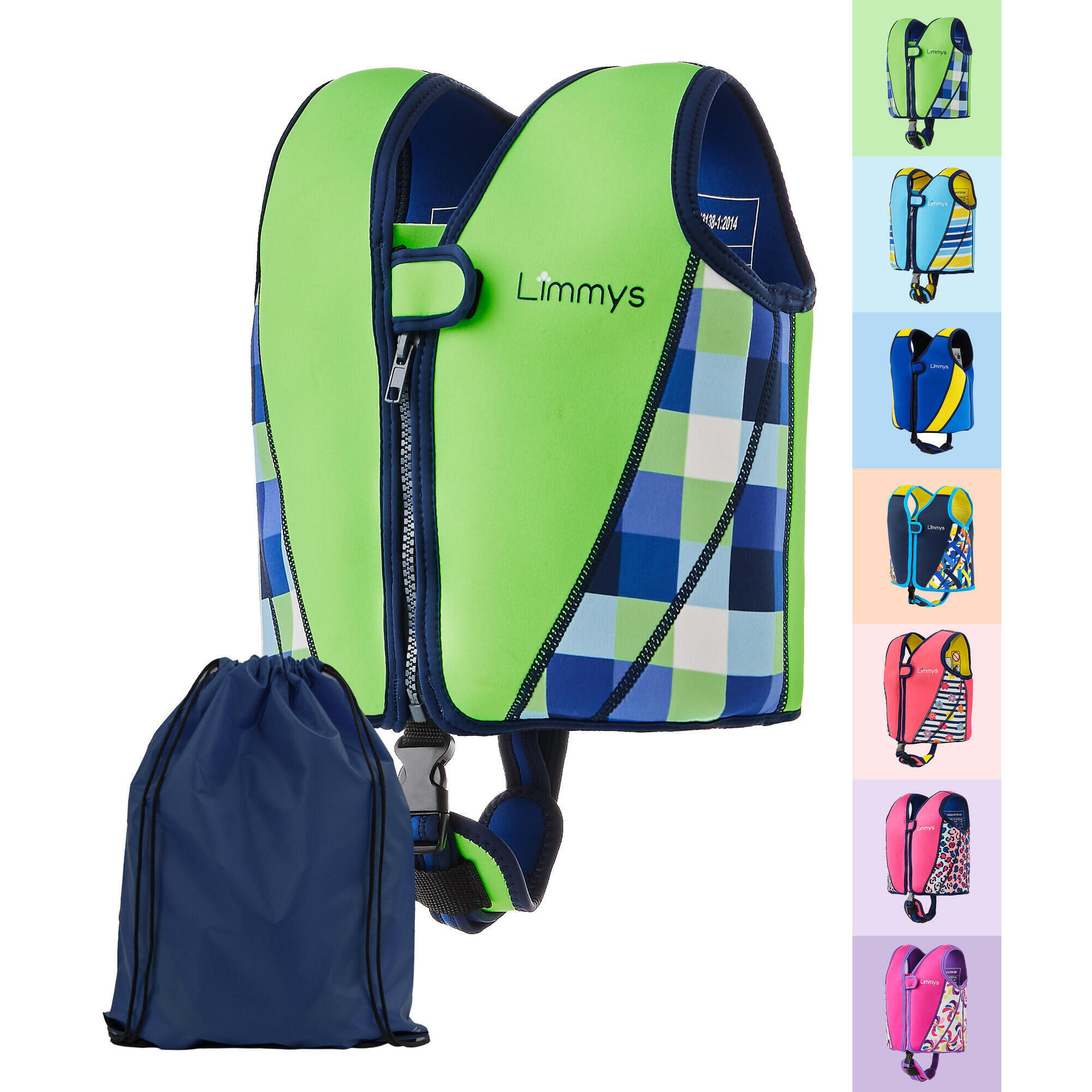 Limmys - Gilet De Natation D'Entraînement En Néoprène Pour Enfants Avec Sac À Cordon - Gilet De Natation - Vert - Moyen - Decathlon