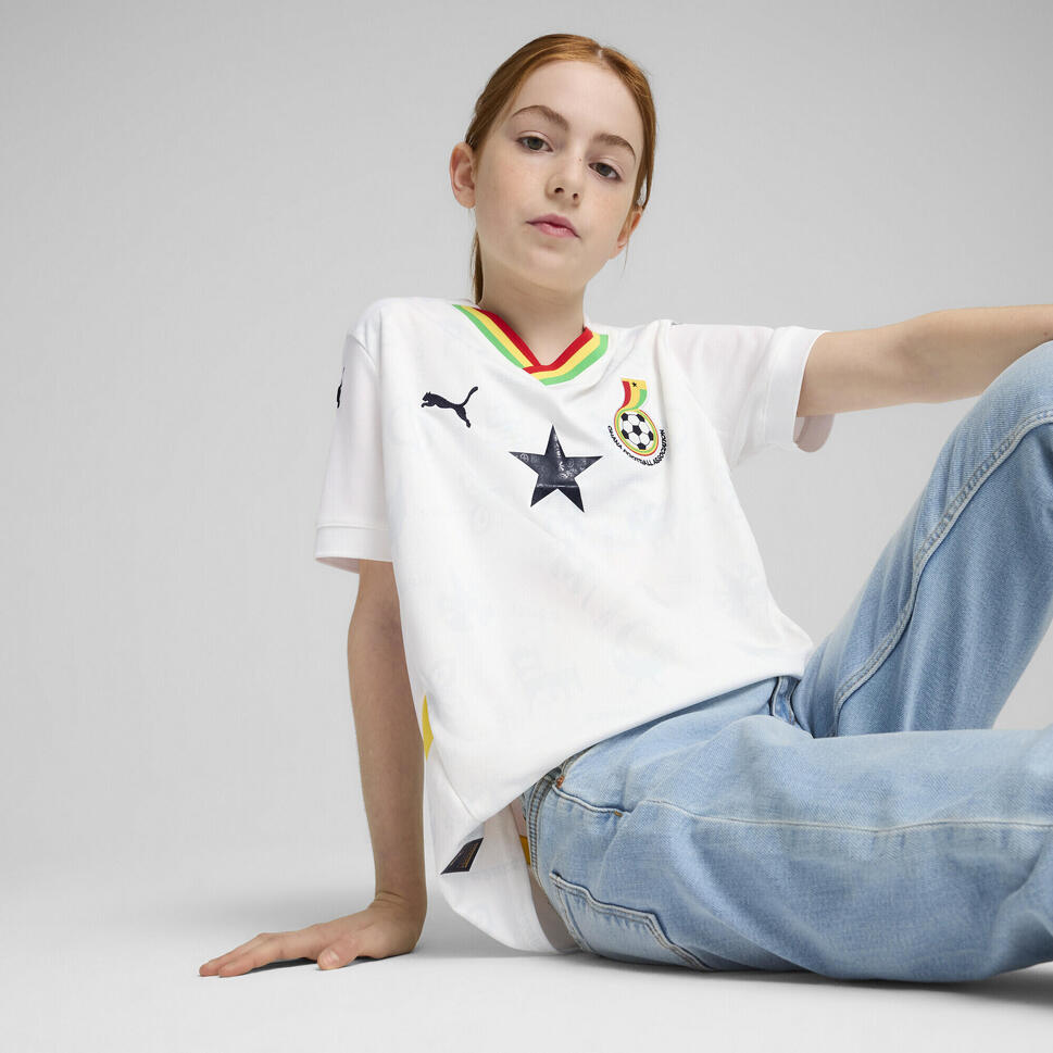 Młodzieżowa koszulka domowa Ghana 2025 PUMA White Pelé Yellow