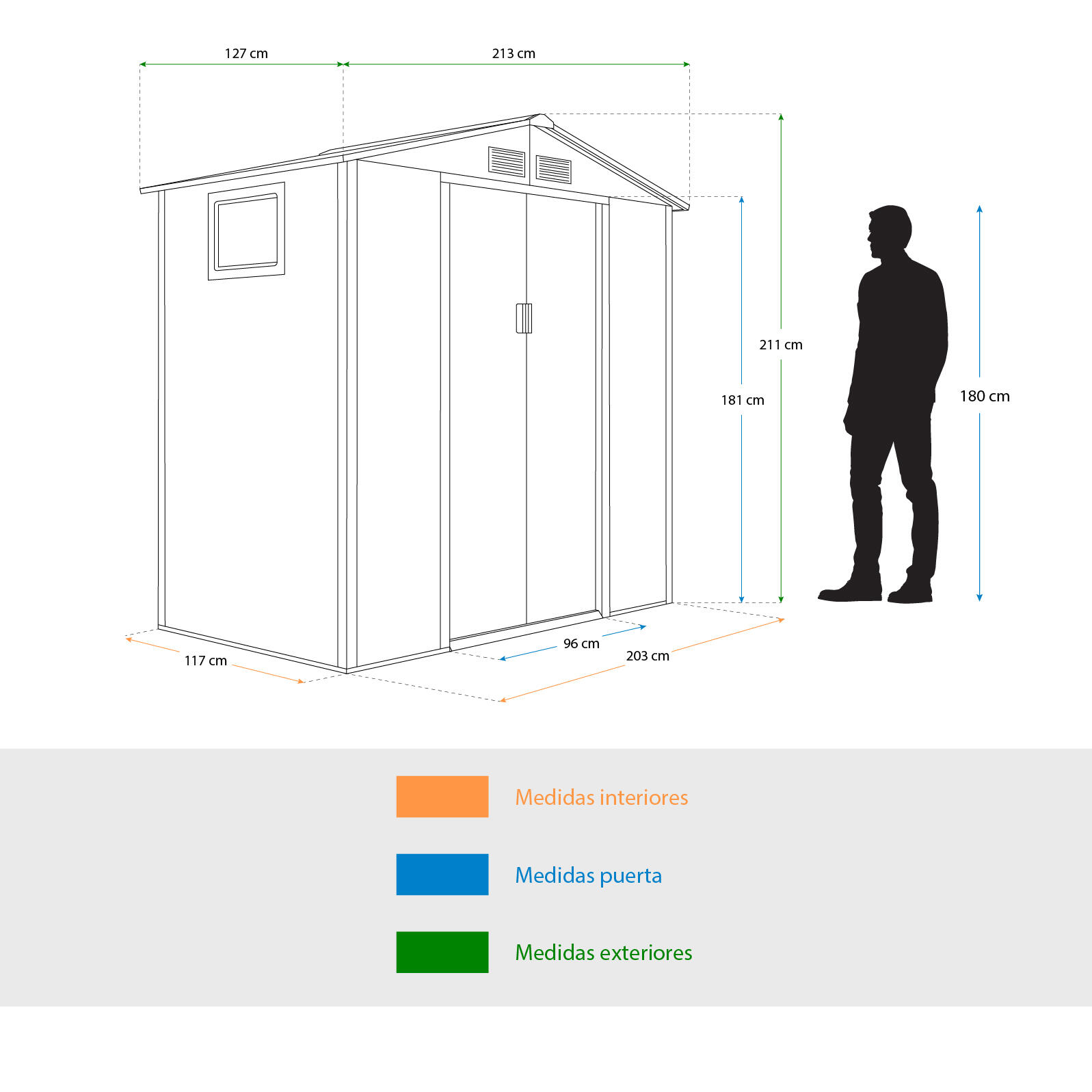 Caseta Metálica Gardiun Surrey 2,71 m2 Exterior 213x127x211 cm de Acero con Vent 4/5
