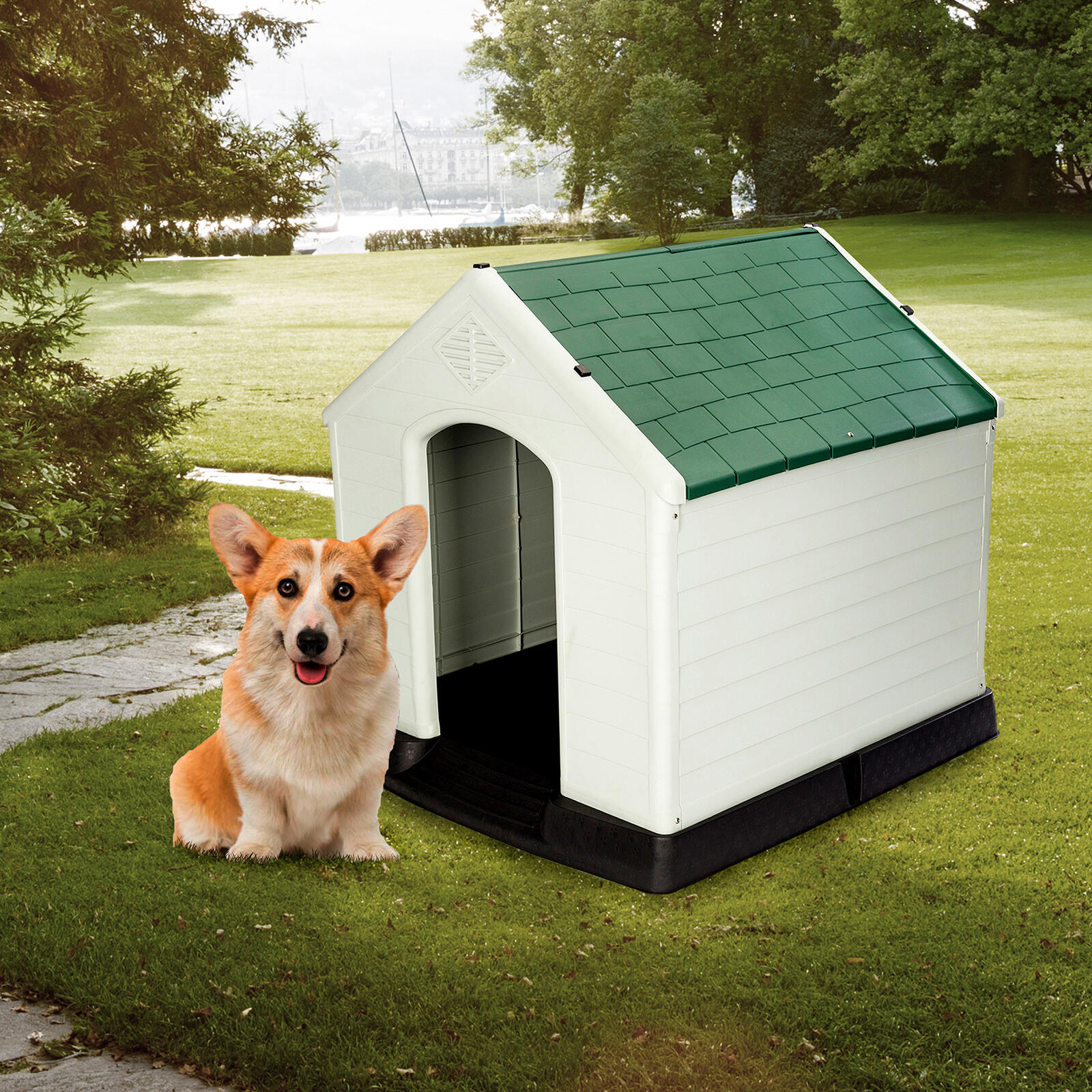 Caseta de Perro Mediano Zeus Plus Gardiun 78x87x81 cm Fabricado en Resina Color 2/5