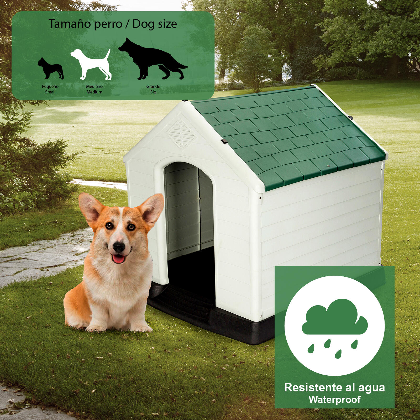 Caseta de Perro Mediano Zeus Plus Gardiun 78x87x81 cm Fabricado en Resina Color 5/5