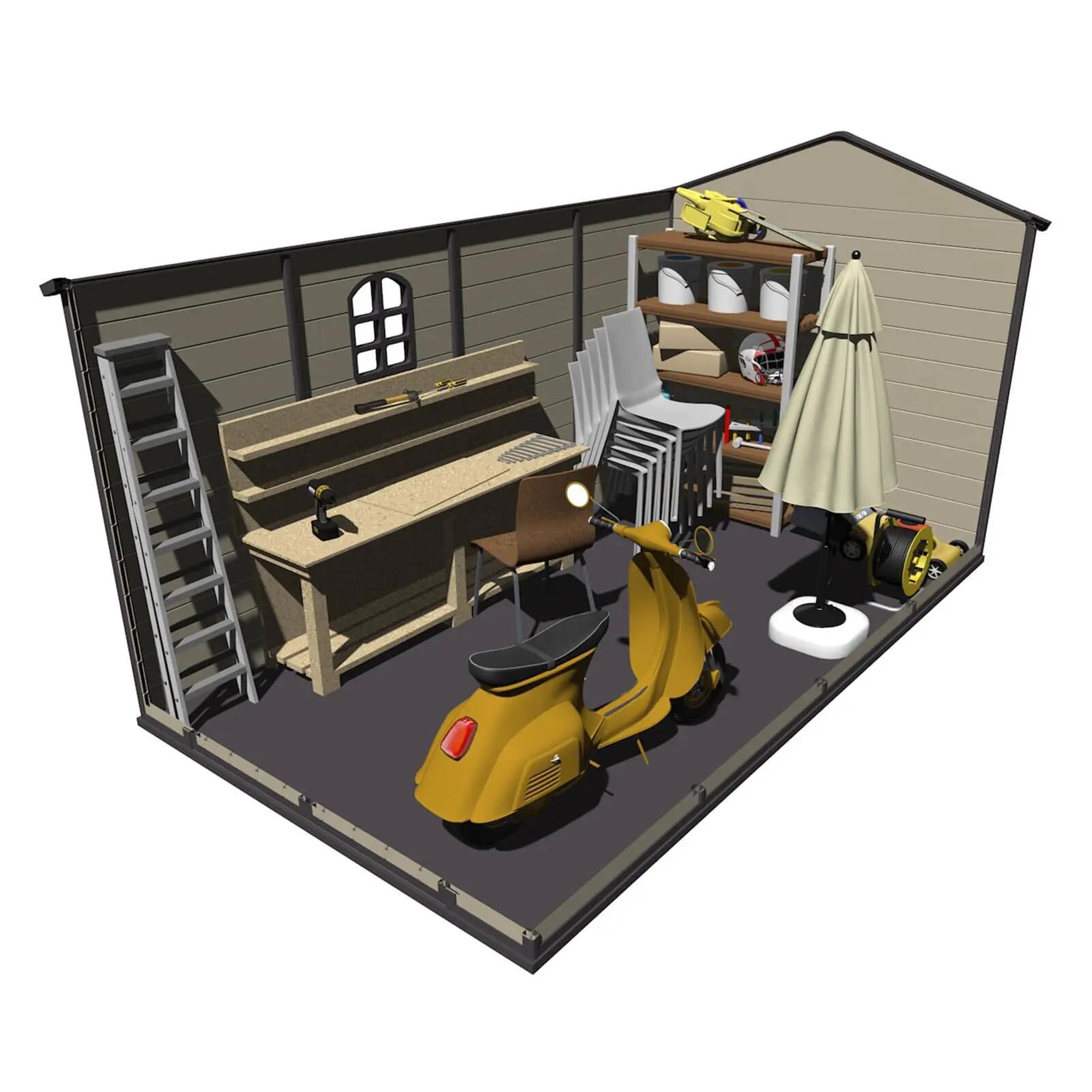 Pack Caseta de Resina Gardiun Alessia 8,82 m² 366x241x238 cm y 2 Estanterías Met 5/5