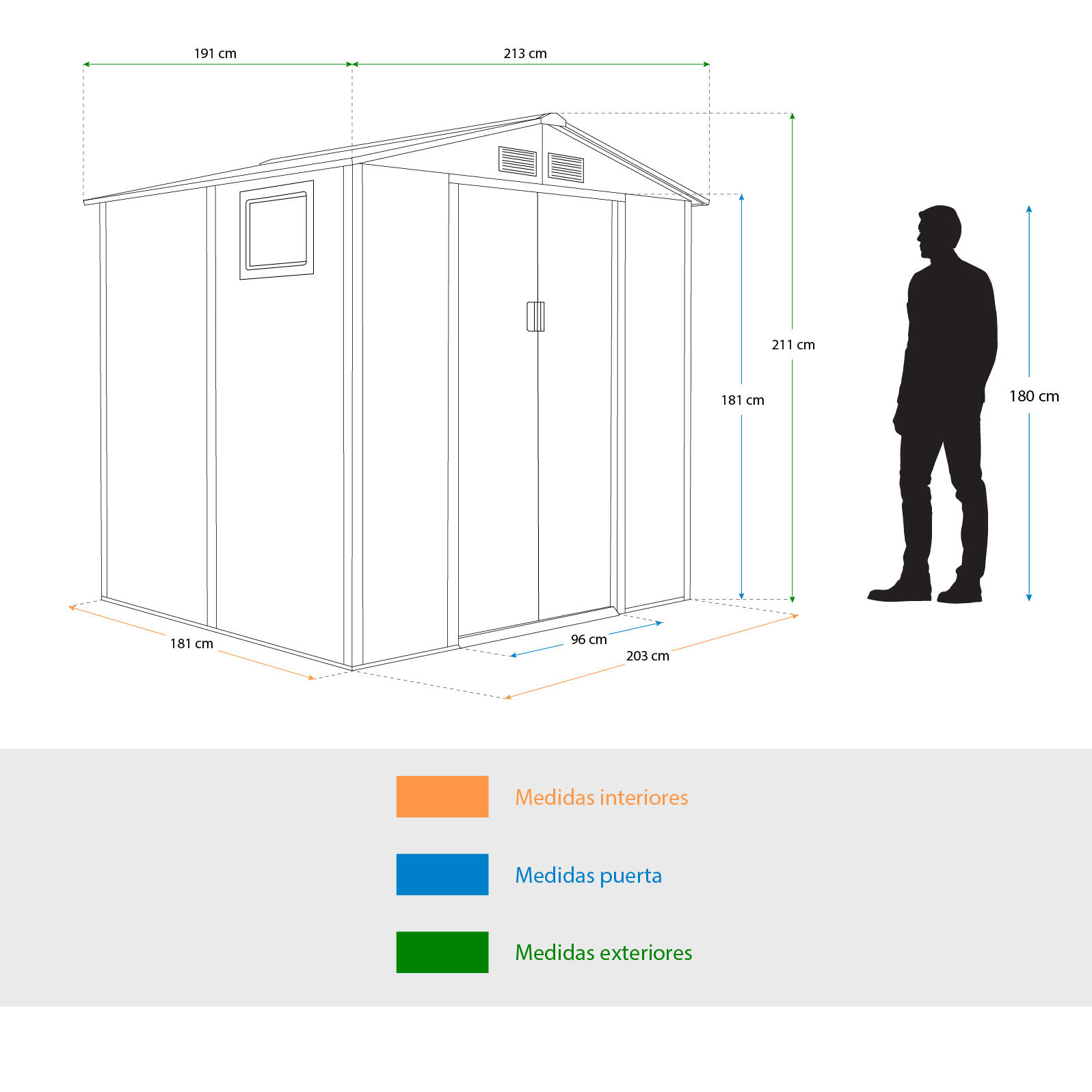 Caseta Metálica Gardiun Surrey 4,07 m2 Exterior 213x191x211 cm de Acero con Vent 4/5