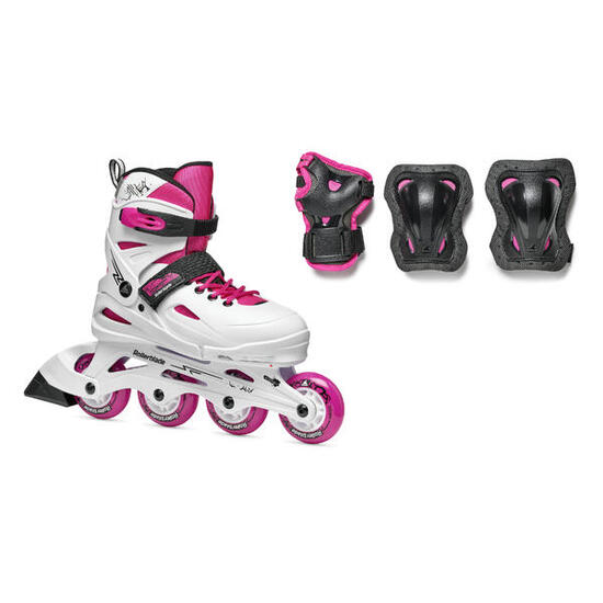 Patines en línea y protecciones de niños Rollerblade FURY COMBO rosa