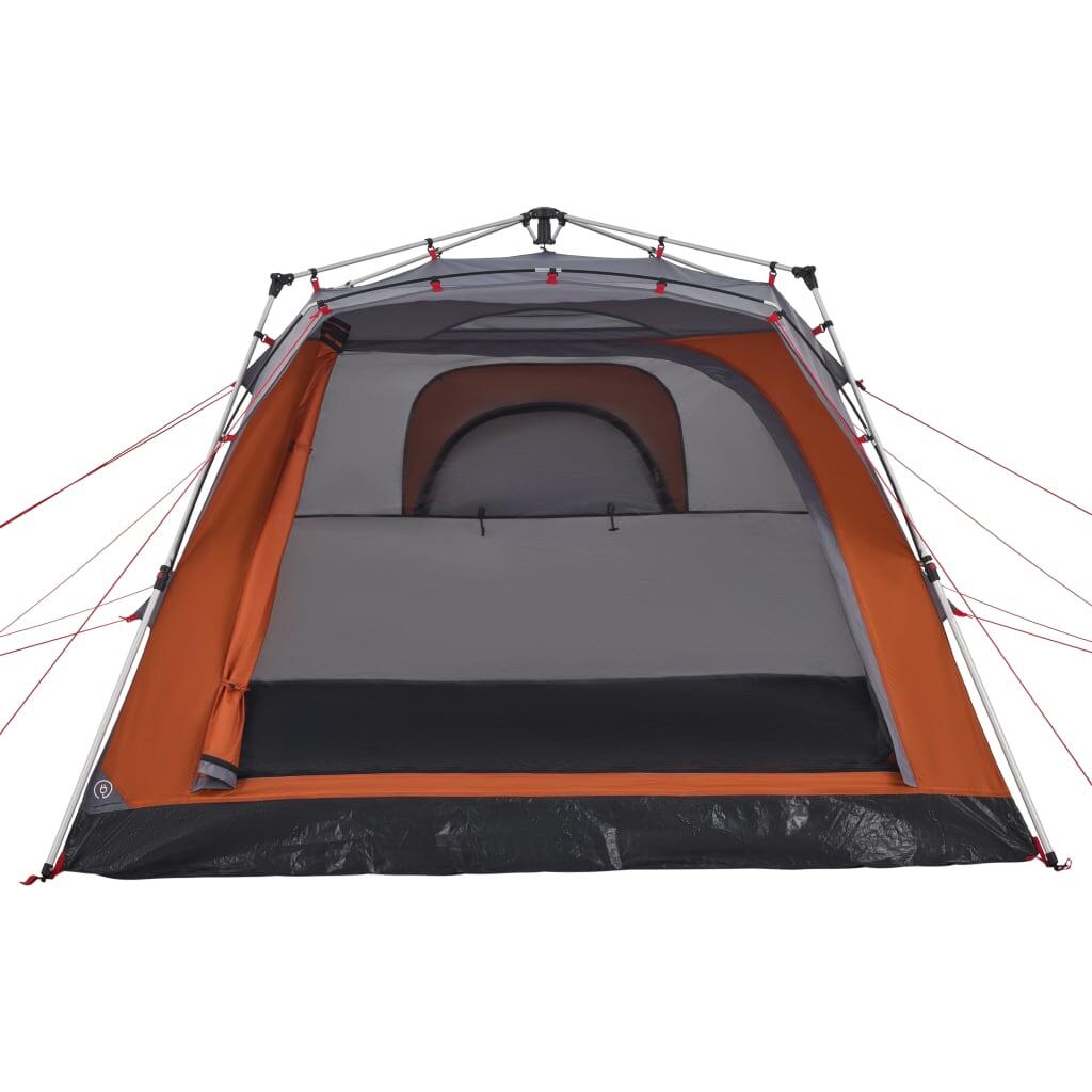 Tente de Camping VidaXL 4 Personnes avec Libération Rapide en Gris et Orange 6/7