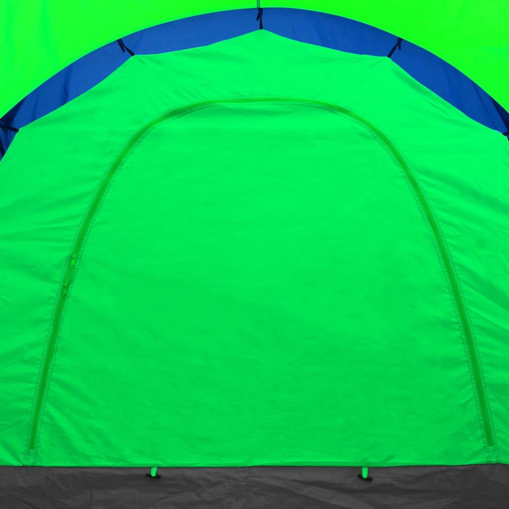 VidaXL 9-Personen Polyesterzelt mit 3 Kabinen und Wohnbereich blau-grün 6/7