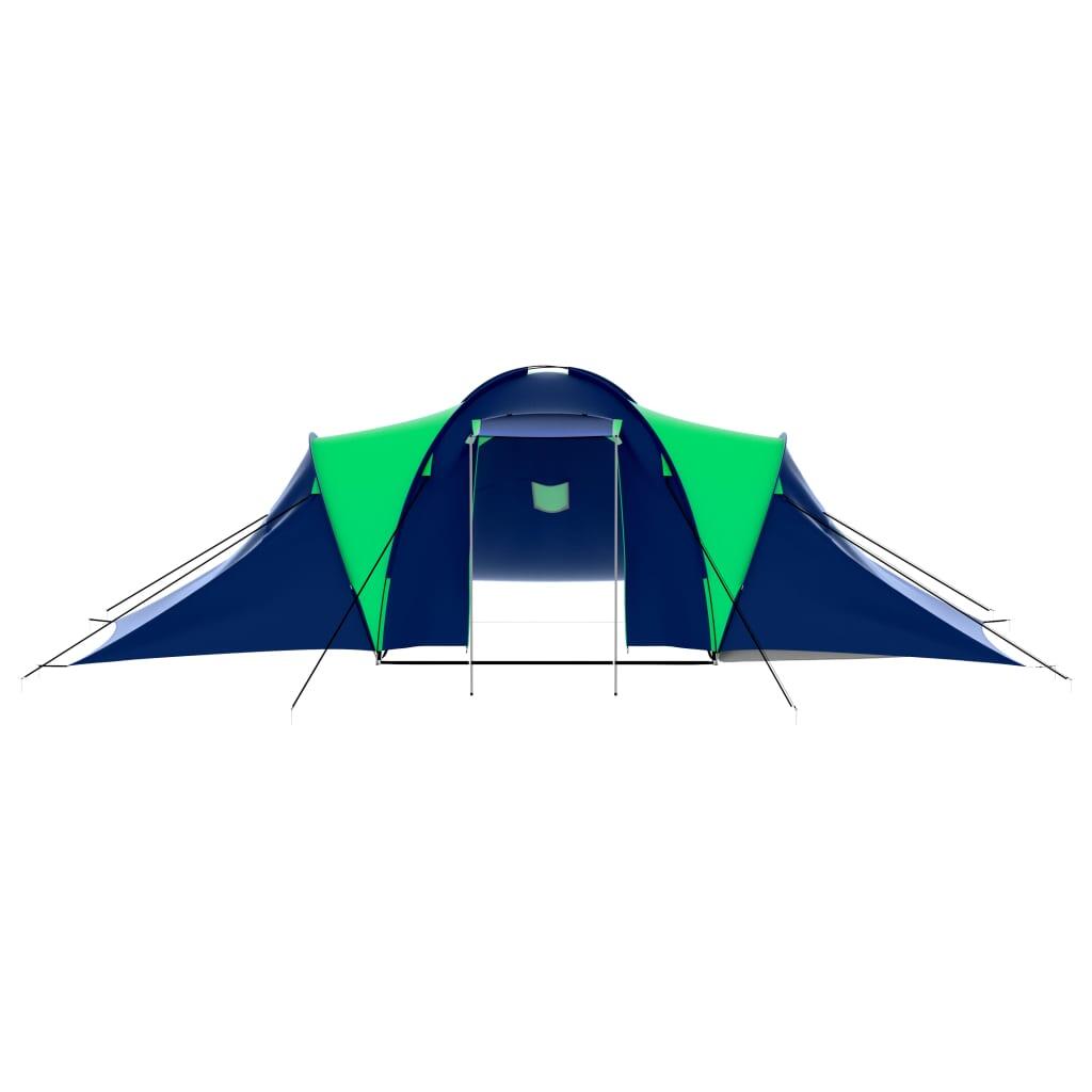 VidaXL 9-Personen Polyesterzelt mit 3 Kabinen und Wohnbereich blau-grün 4/7