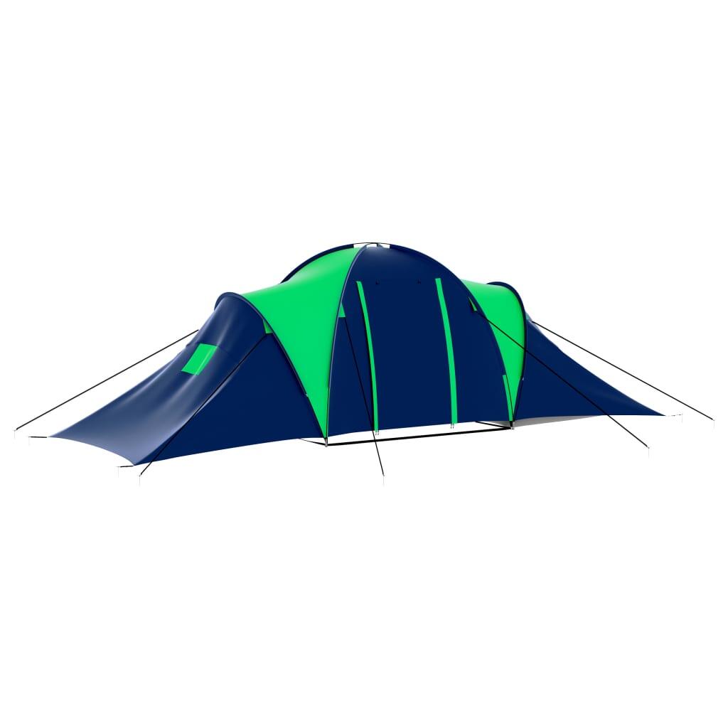 VidaXL 9-Personen Polyesterzelt mit 3 Kabinen und Wohnbereich blau-grün 2/7