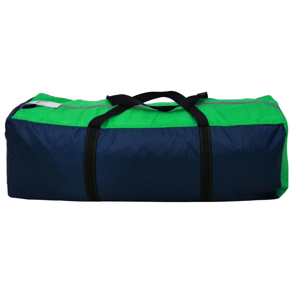 VidaXL 9-Personen Polyesterzelt mit 3 Kabinen und Wohnbereich blau-grün 5/7