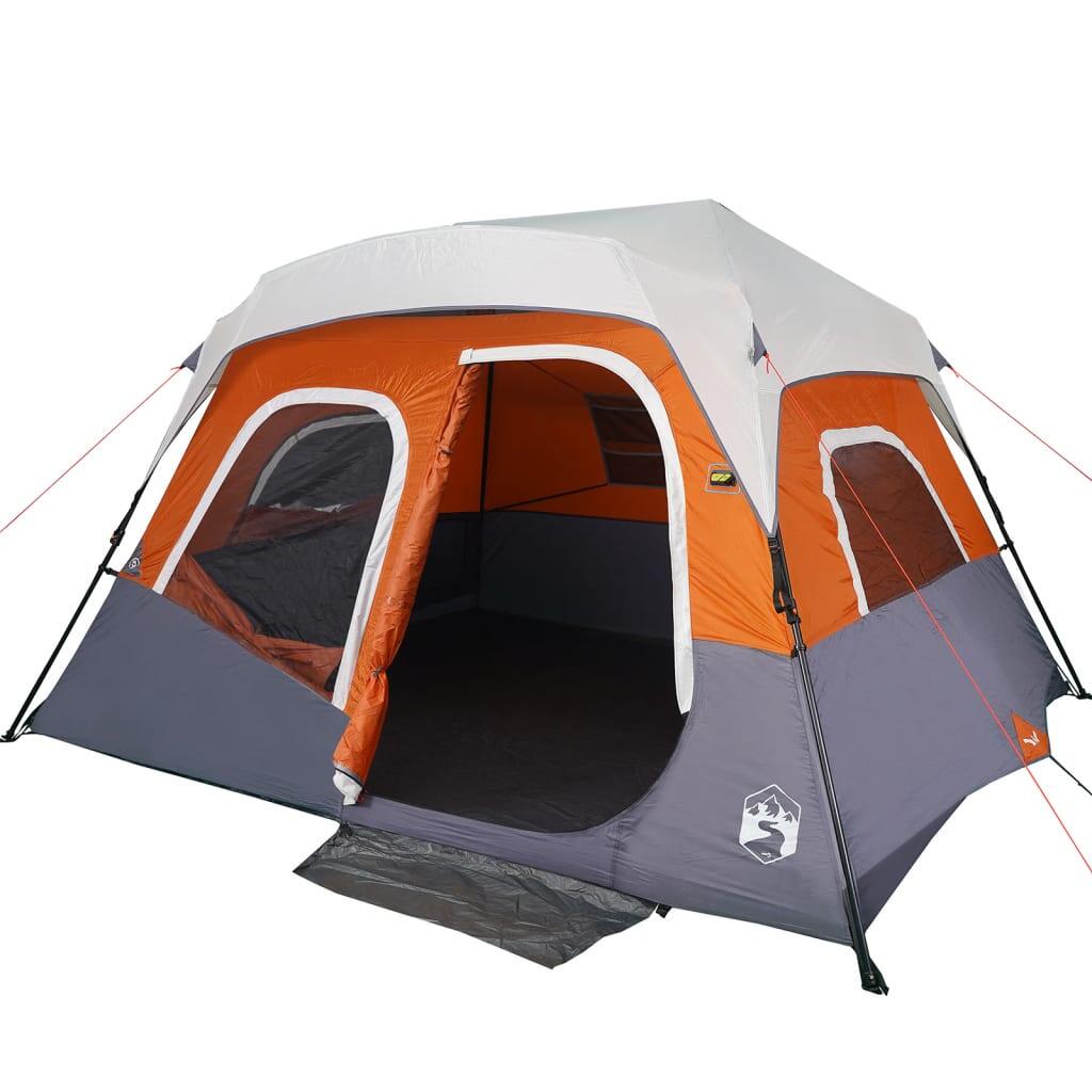 Tente VidaXL 6 Personnes avec Éclairage LED - Gris Clair et Orange 4/7