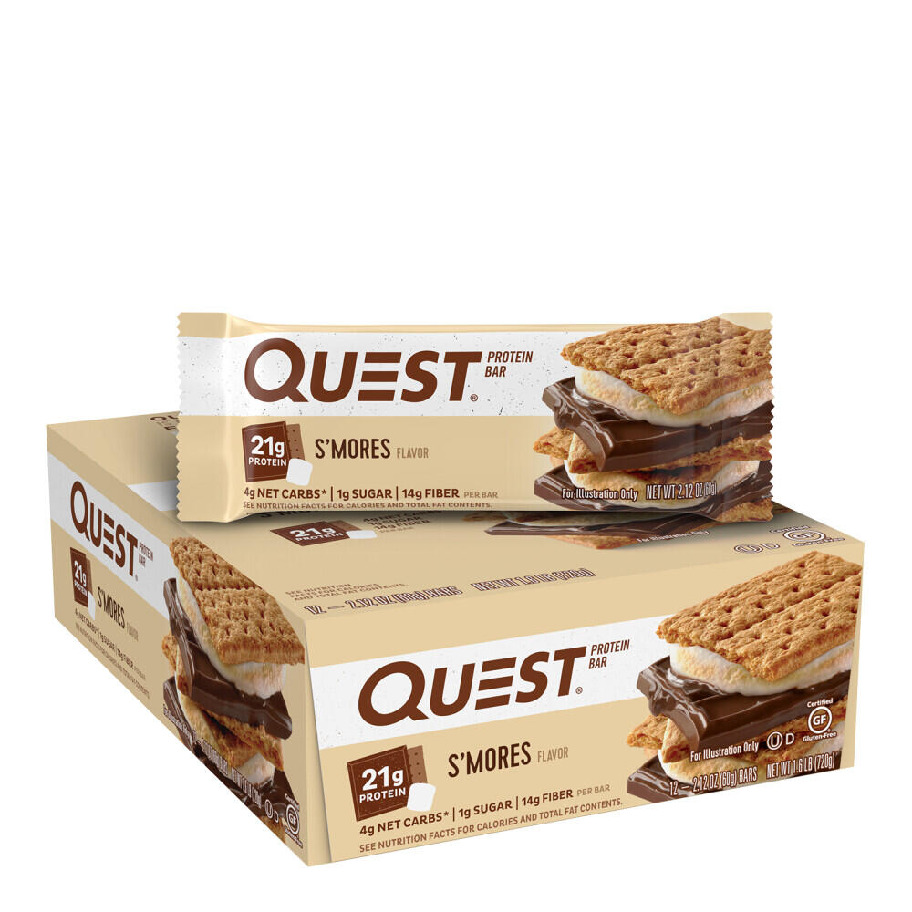 Quest - Barres Protéinées - Quest Bar - Guimauve Chocolat Boite De 12 - Barre Protéinée - Decathlon