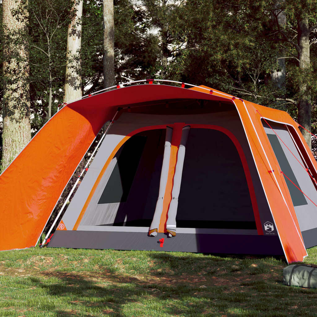 VidaXL Familienzelt 9 Personen mit Vordach Grau/Orange 1/7