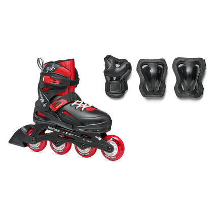 Patines en línea y protecciones de niños Rollerblade FURY COMBO rojo