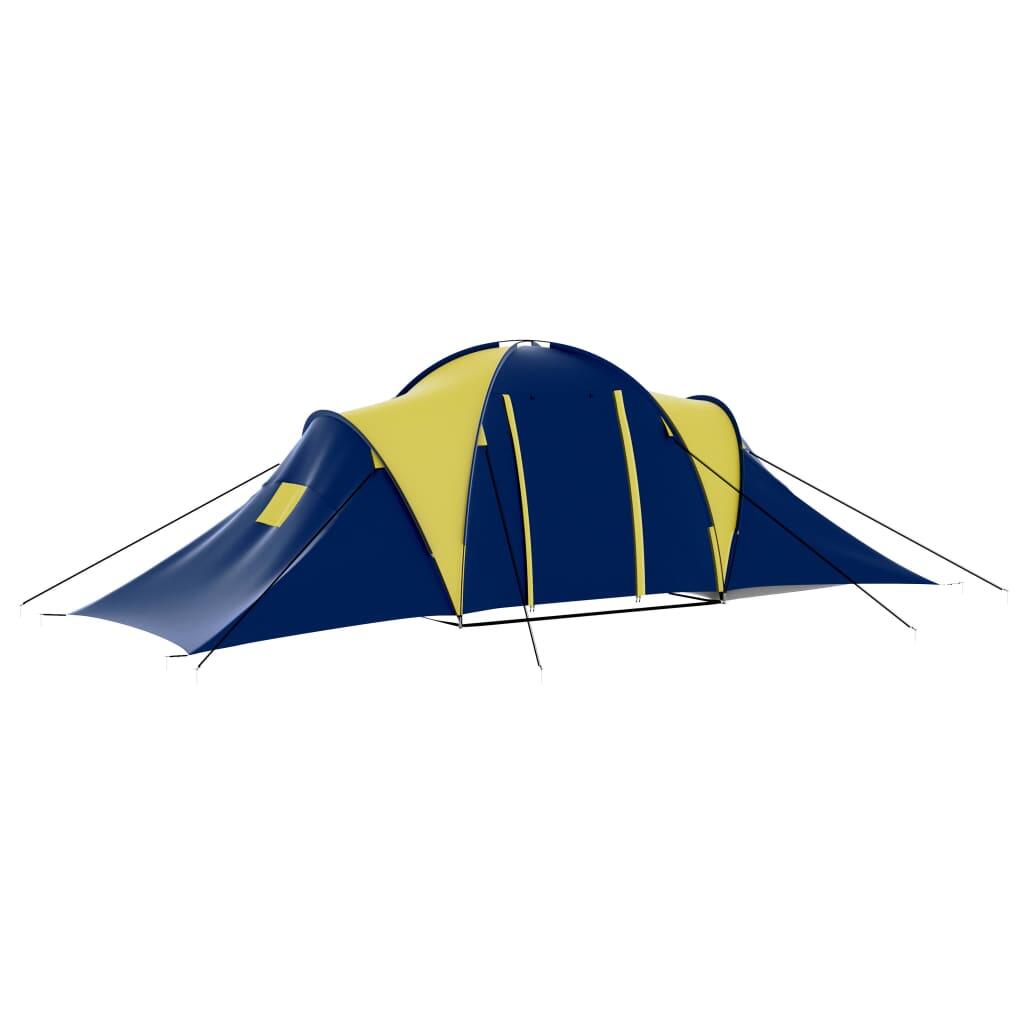 Gran carpa Vidaxl de 9 personas en azul y amarillo 3/7