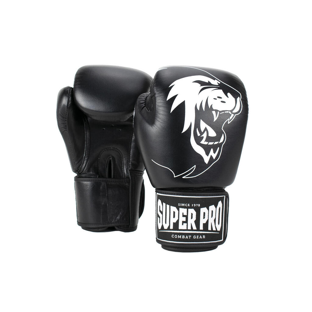 Warrior SE Leather (Kick) Boxing Gloves - Black/White