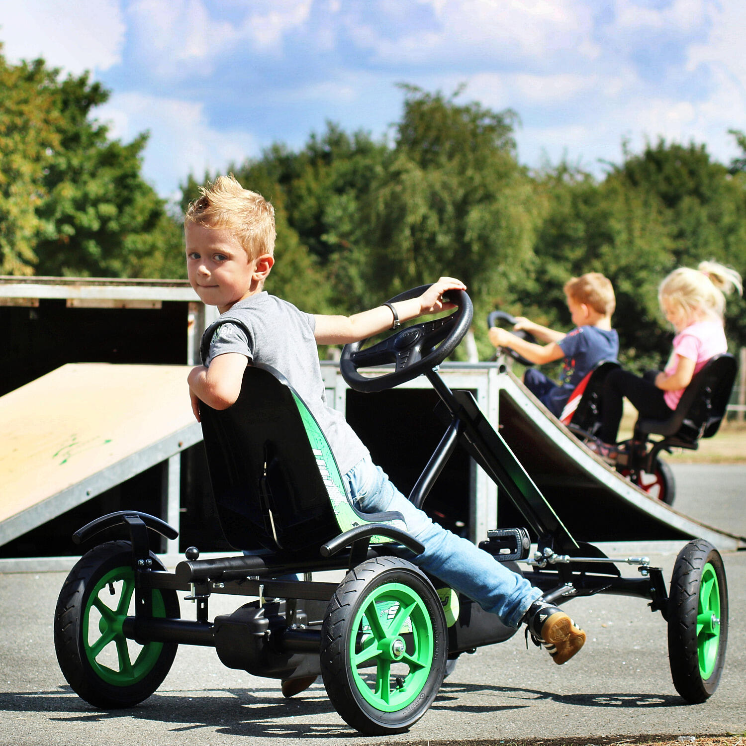 Go-Kart Speedy BF1 Scooter Unisex Schwarz, Grün 2/4