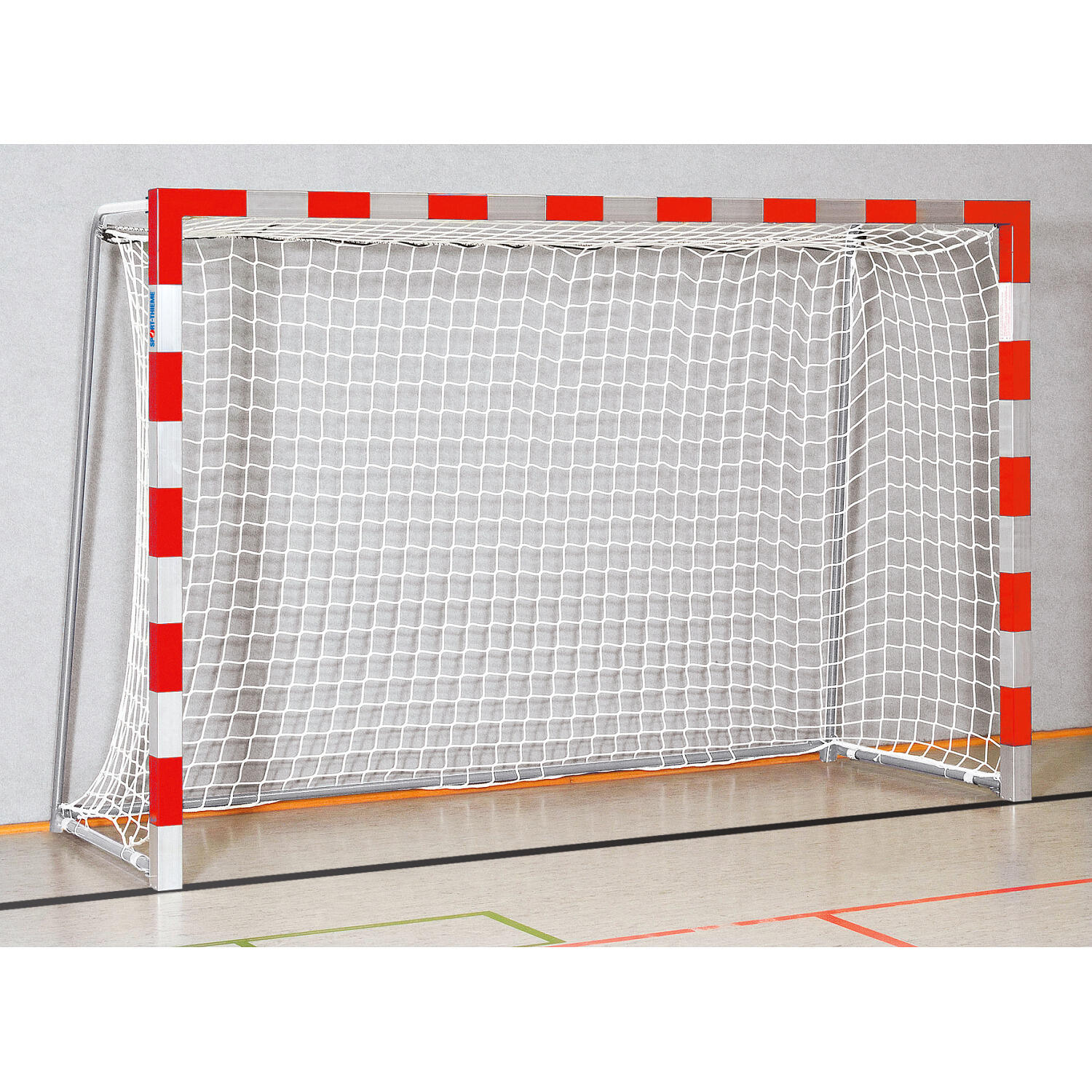 Handballtor in Bodenhülsen stehend, 3x2 m Rot-Silber Verschraubte 1/1