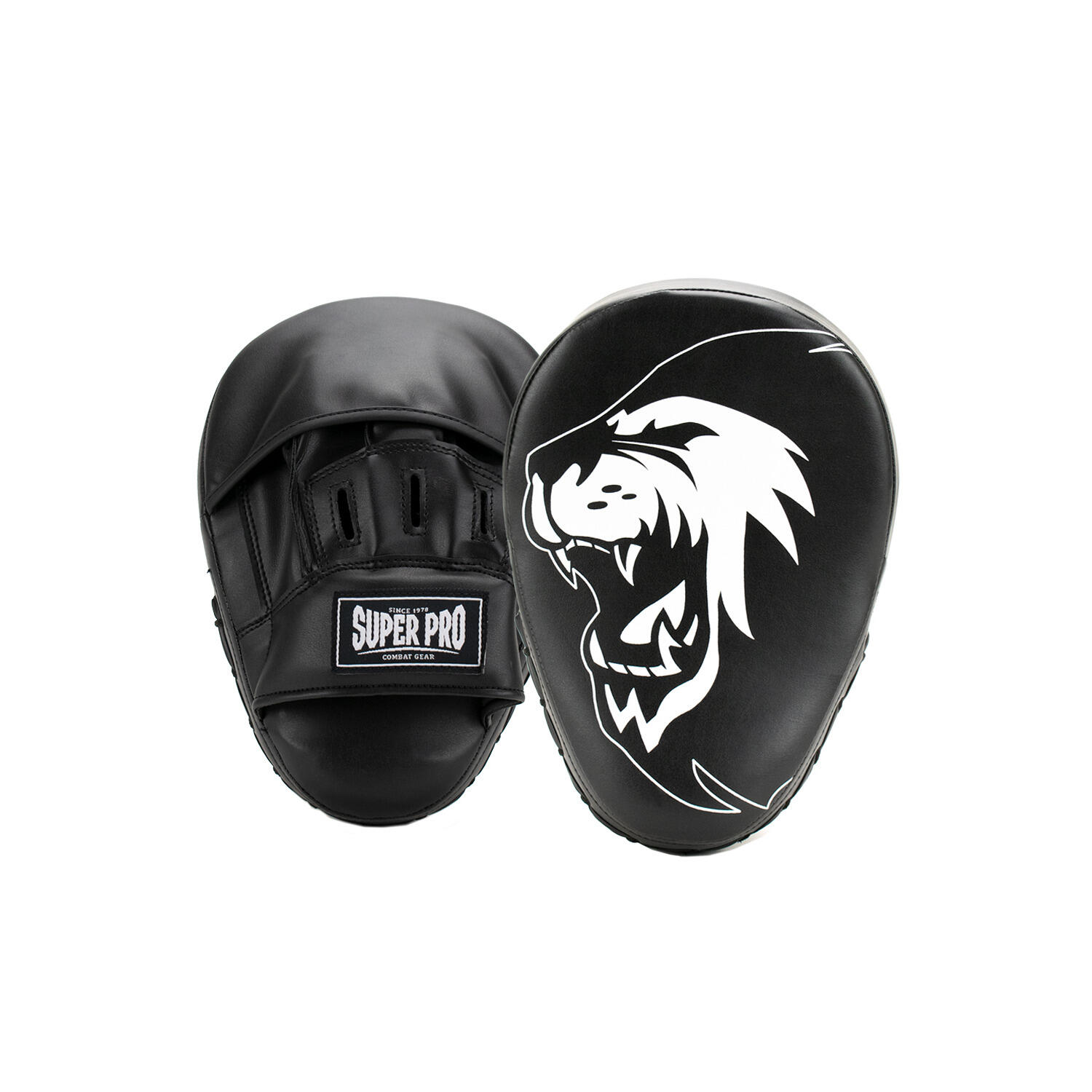 SUPER PRO COMBAT GEAR Curved PU Handpads - Zwart / Wit