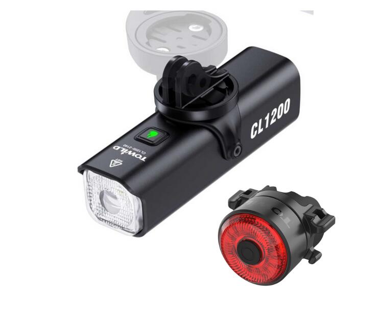 Conjunto de luzes para bicicleta towild: farol cl1200 + luz traseira tl03