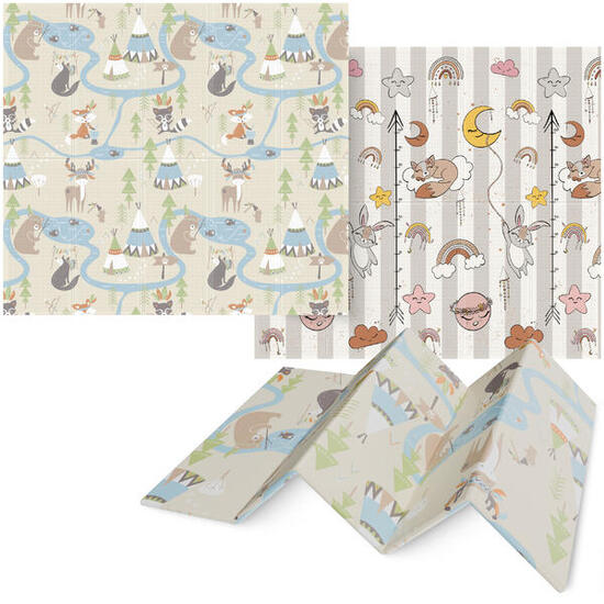 Baby Spielmatte Faltbar XPE 200x180cm Krabbelmatte Boho Dream Design 4FIZJO
