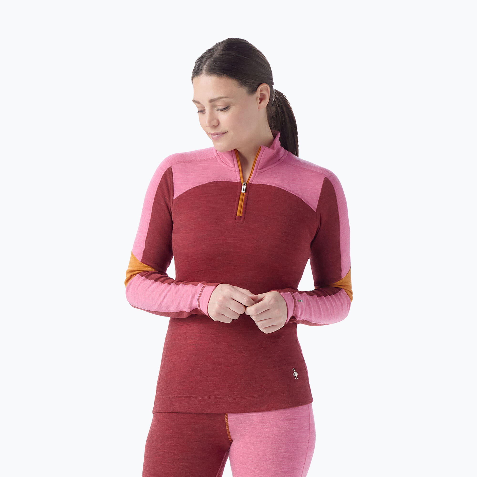 Smartwool Classic Thermal Merino Base Layer Colorblock 1/4 Zip Boxed Sweatshirt 3/4