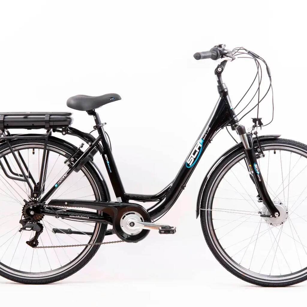 City bike, E-Moving 28", aluminium, suspension, Black