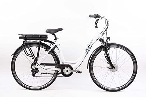 Bicicleta urbana, e-moving 28”, branca, alumínio, suspensão