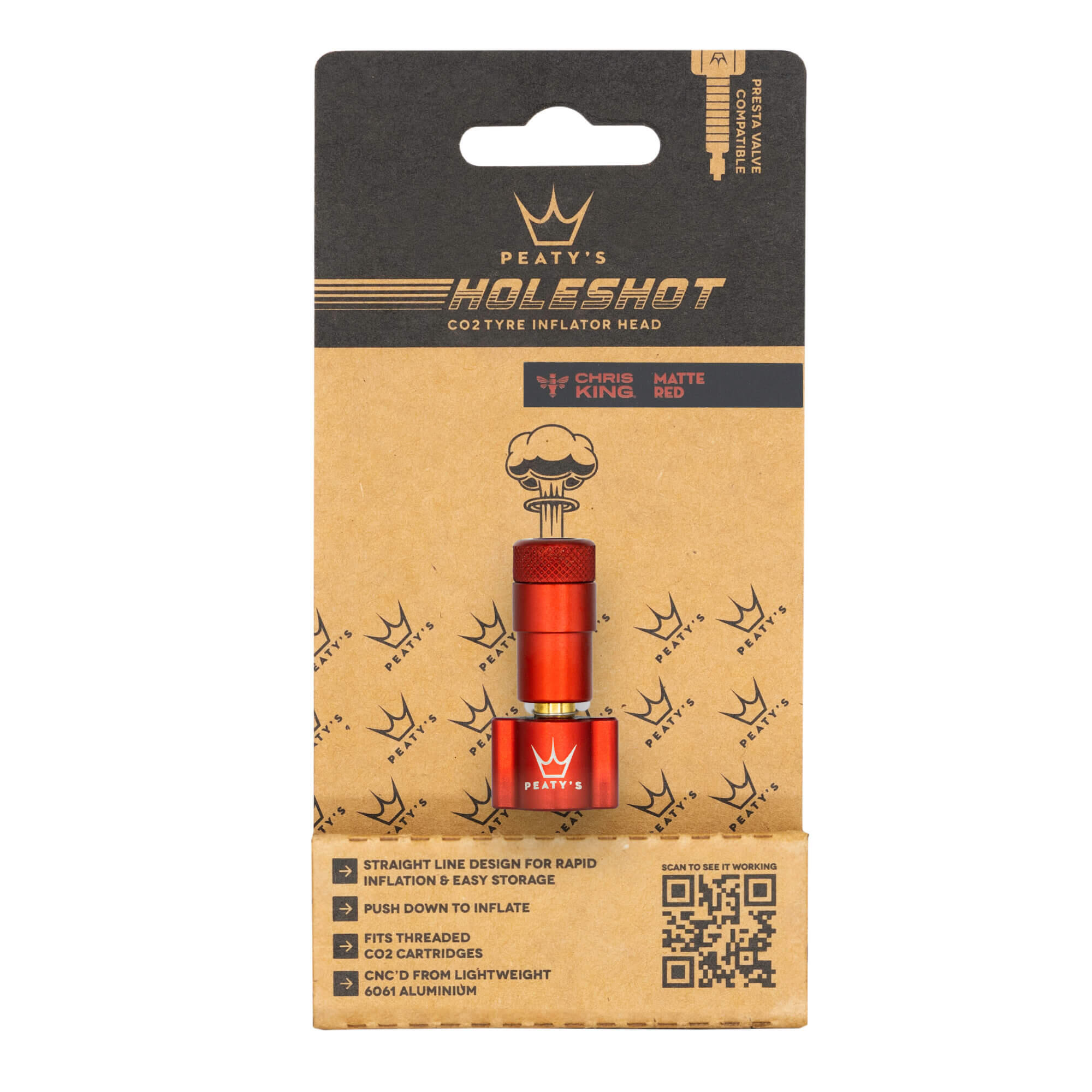 Peatys Holeshot CO2 Tyre Inflator Head - Red 2/2