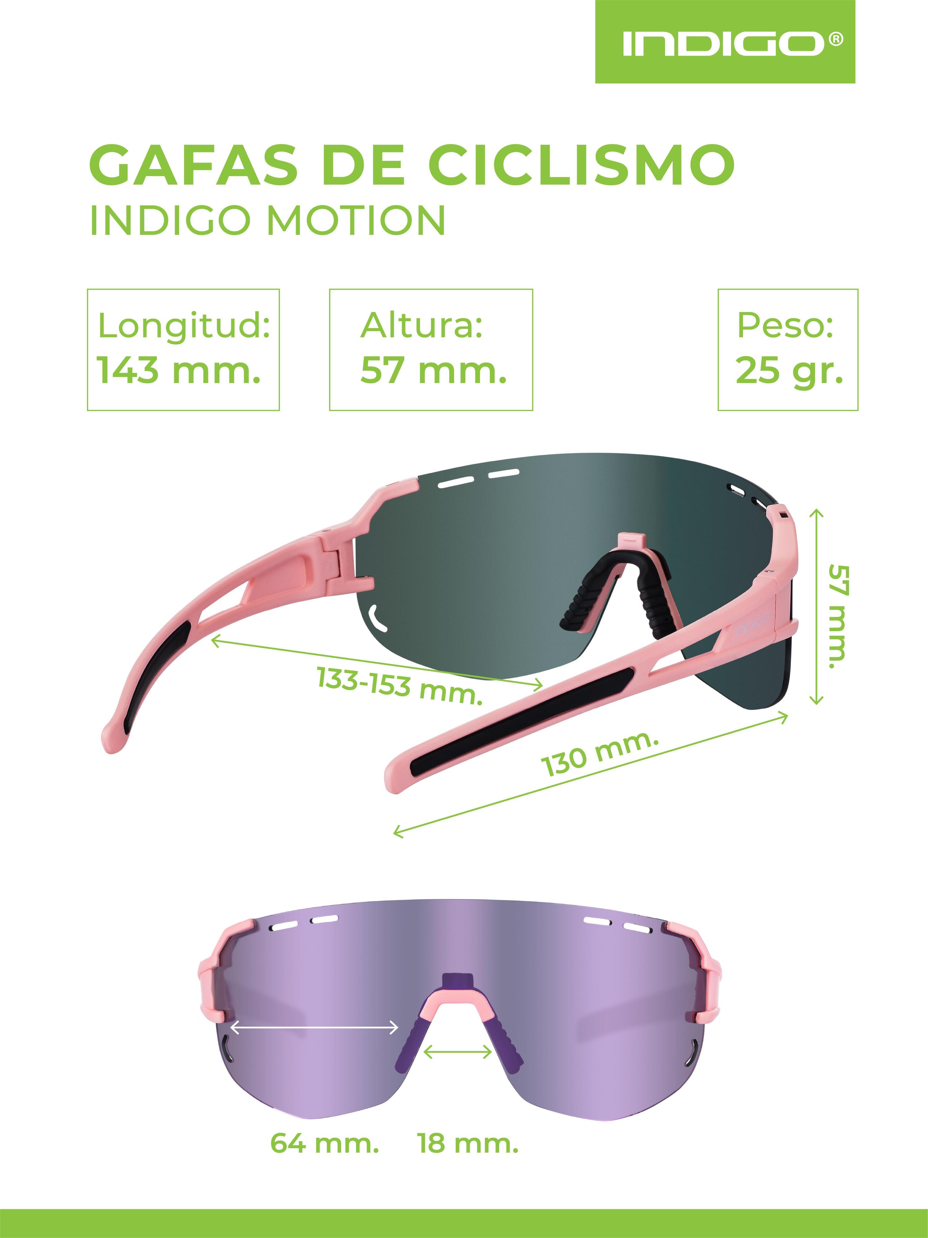 Óculos de Sol de Ciclismo INDIGO MOTION Rosa Fosco 5/5