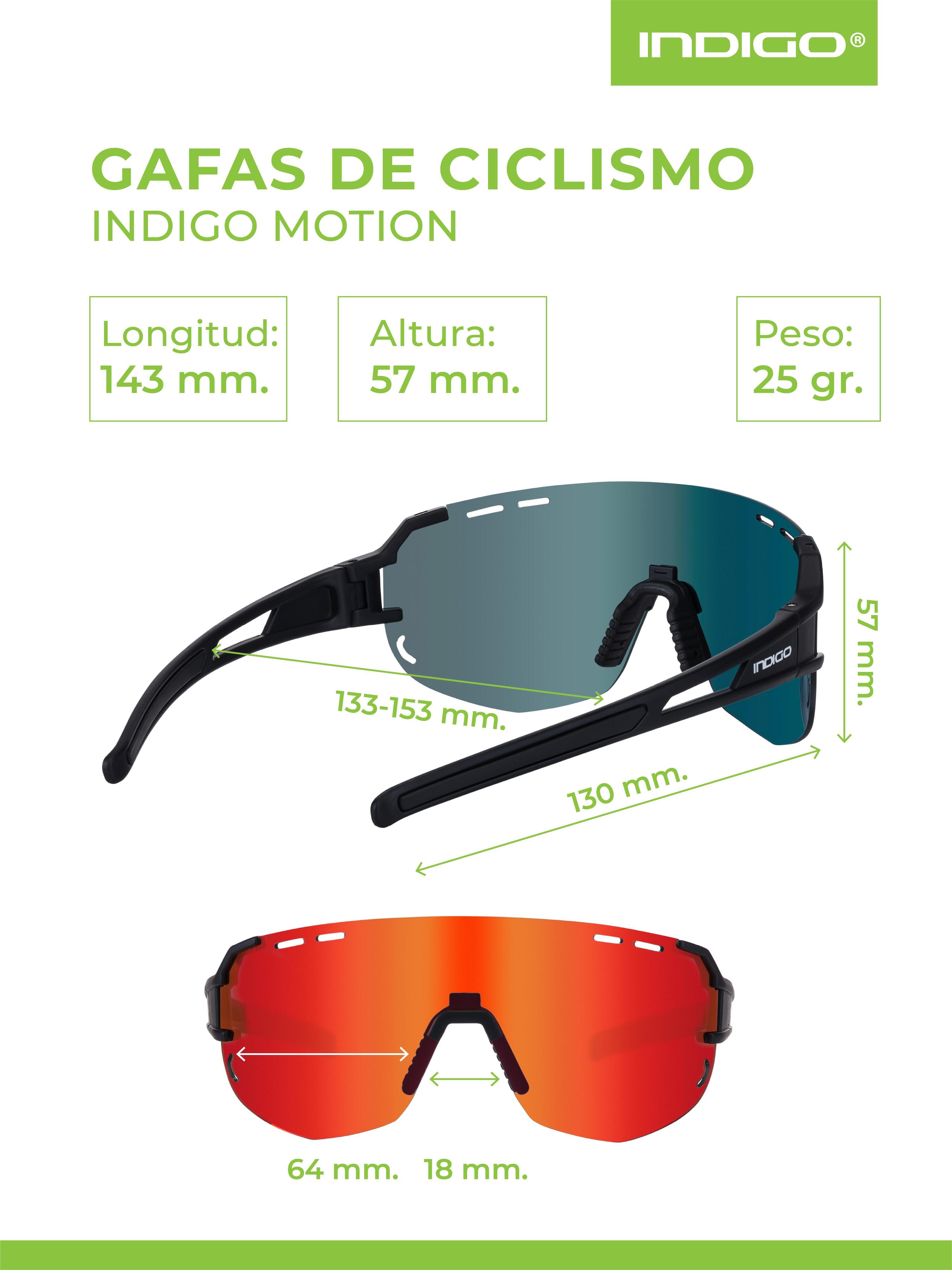 Óculos de Sol de Ciclismo INDIGO MOTION Fosco Preto-Vermelho-Laranja 5/5