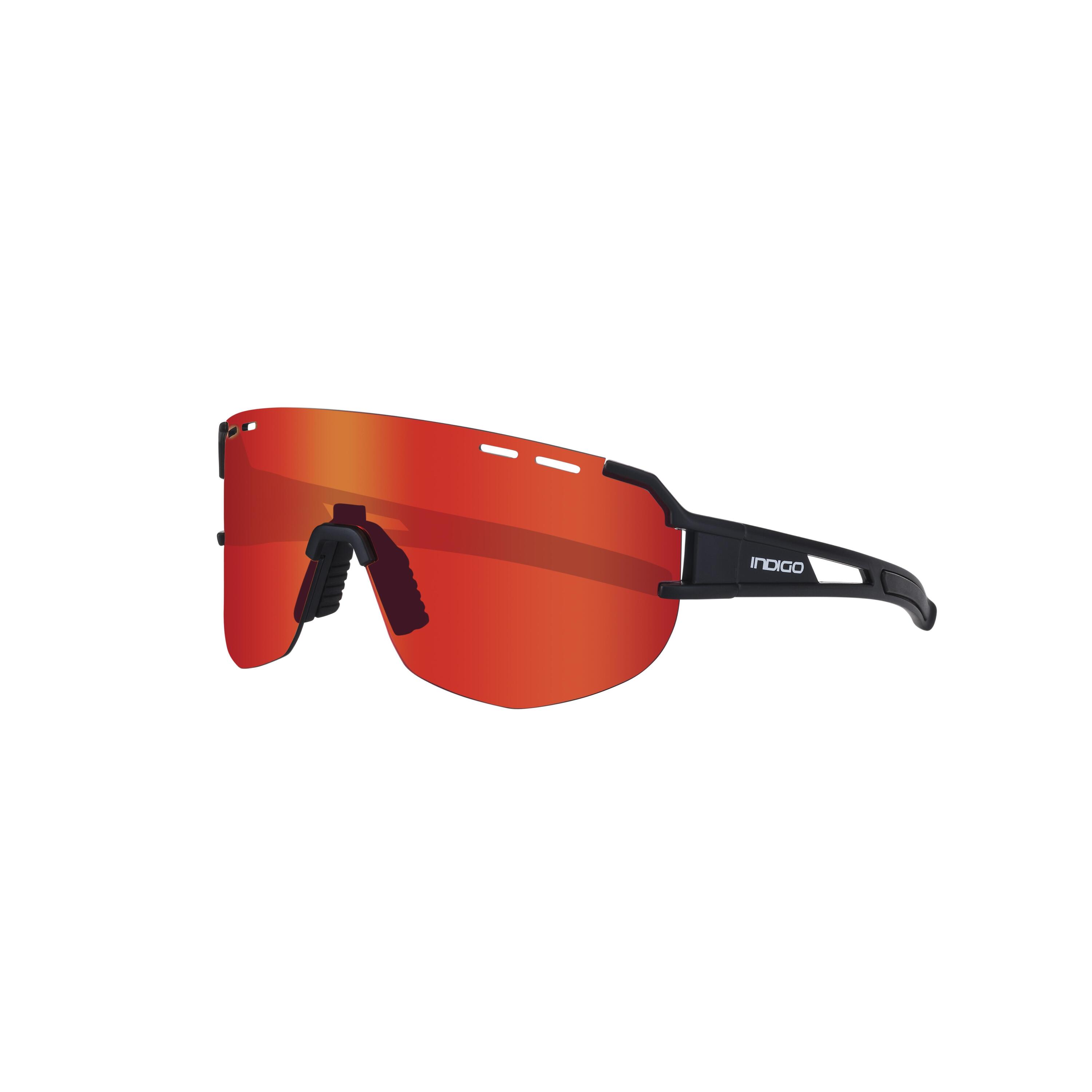 Óculos de Sol de Ciclismo INDIGO MOTION Fosco Preto-Vermelho-Laranja 2/5