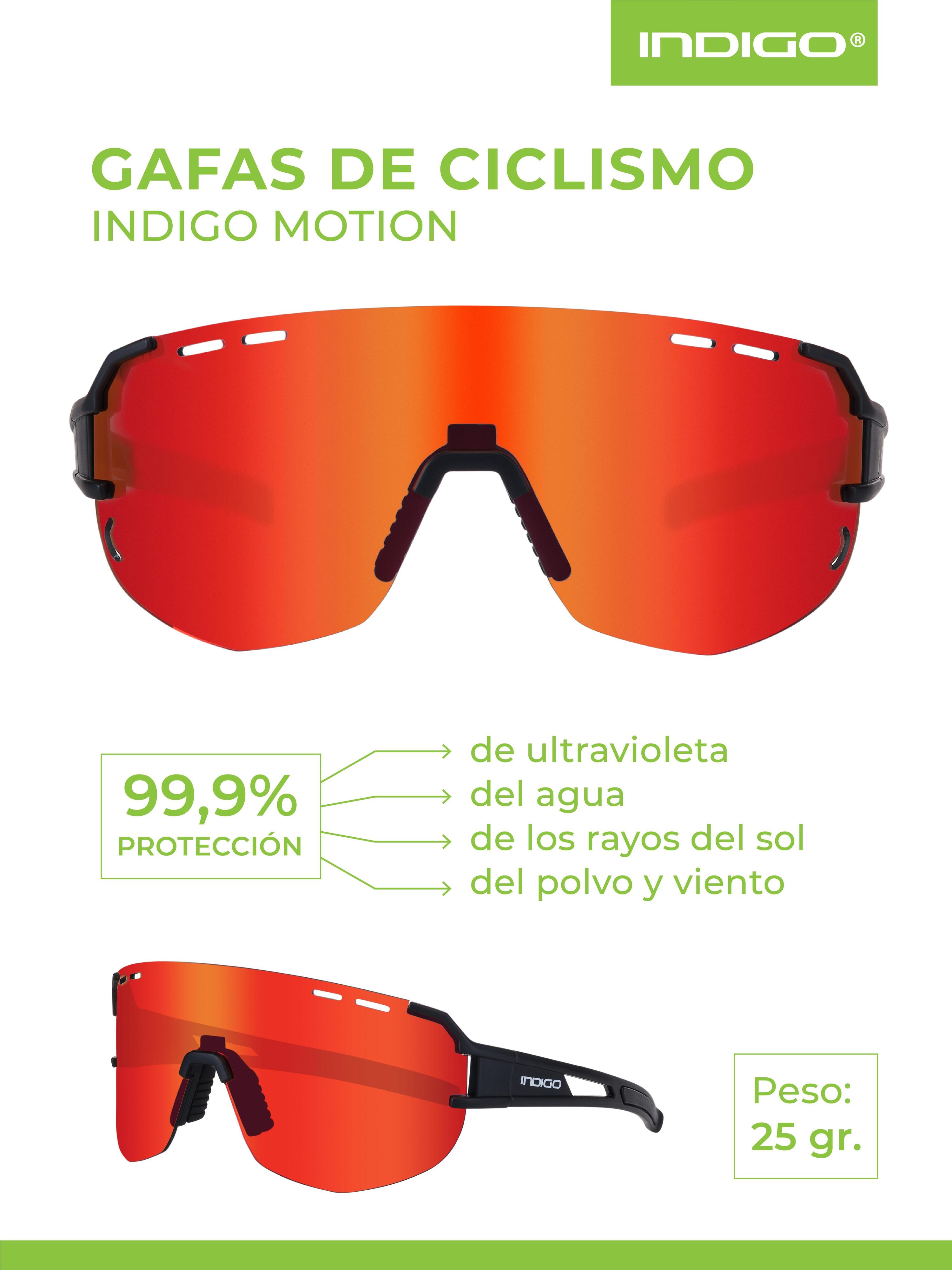 Óculos de Sol de Ciclismo INDIGO MOTION Fosco Preto-Vermelho-Laranja 4/5
