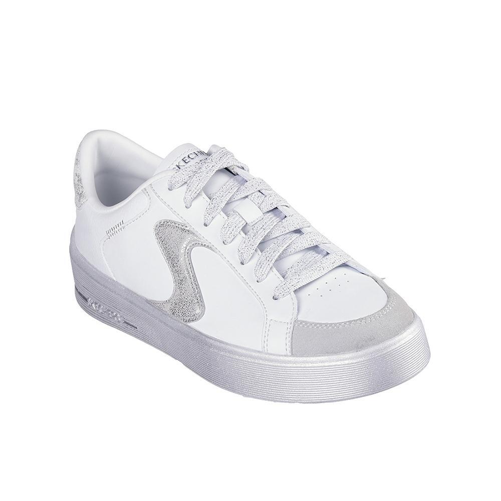 Baskets FEMME Skechers Hiland Quite Chic CUIR BLANC-ARGENT 2/5