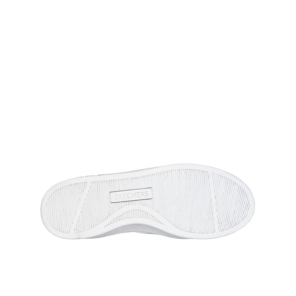 Baskets FEMME Skechers Hiland Quite Chic CUIR BLANC-ARGENT 4/5