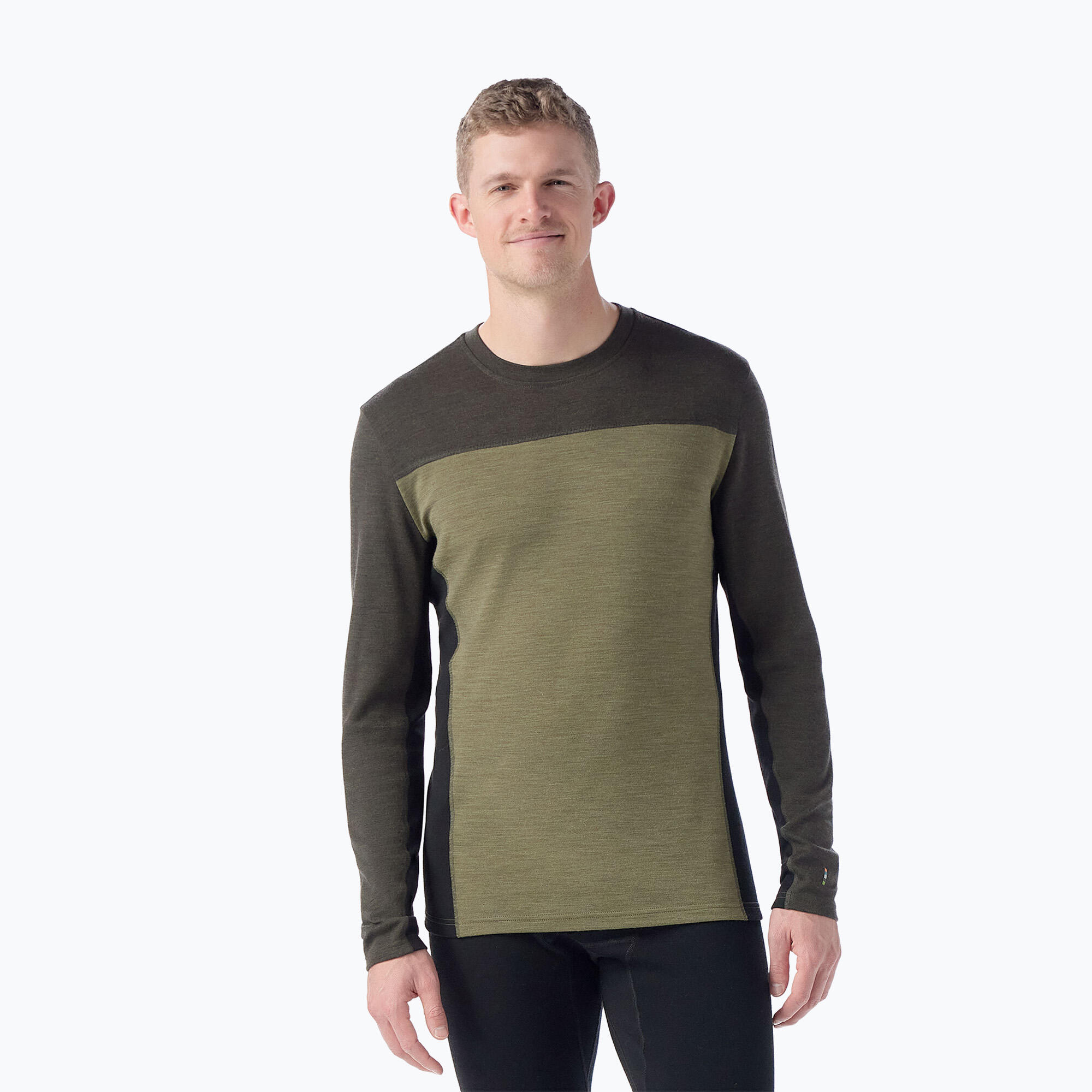 Smartwool Classic Thermal Merino Camada Base Colorblock manga comprida masculina 3/4