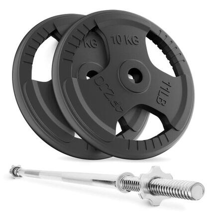 Langhantel Set 20kg Gusseisen Gerade Stange 120cm Gewichte Sport 4FIZJO